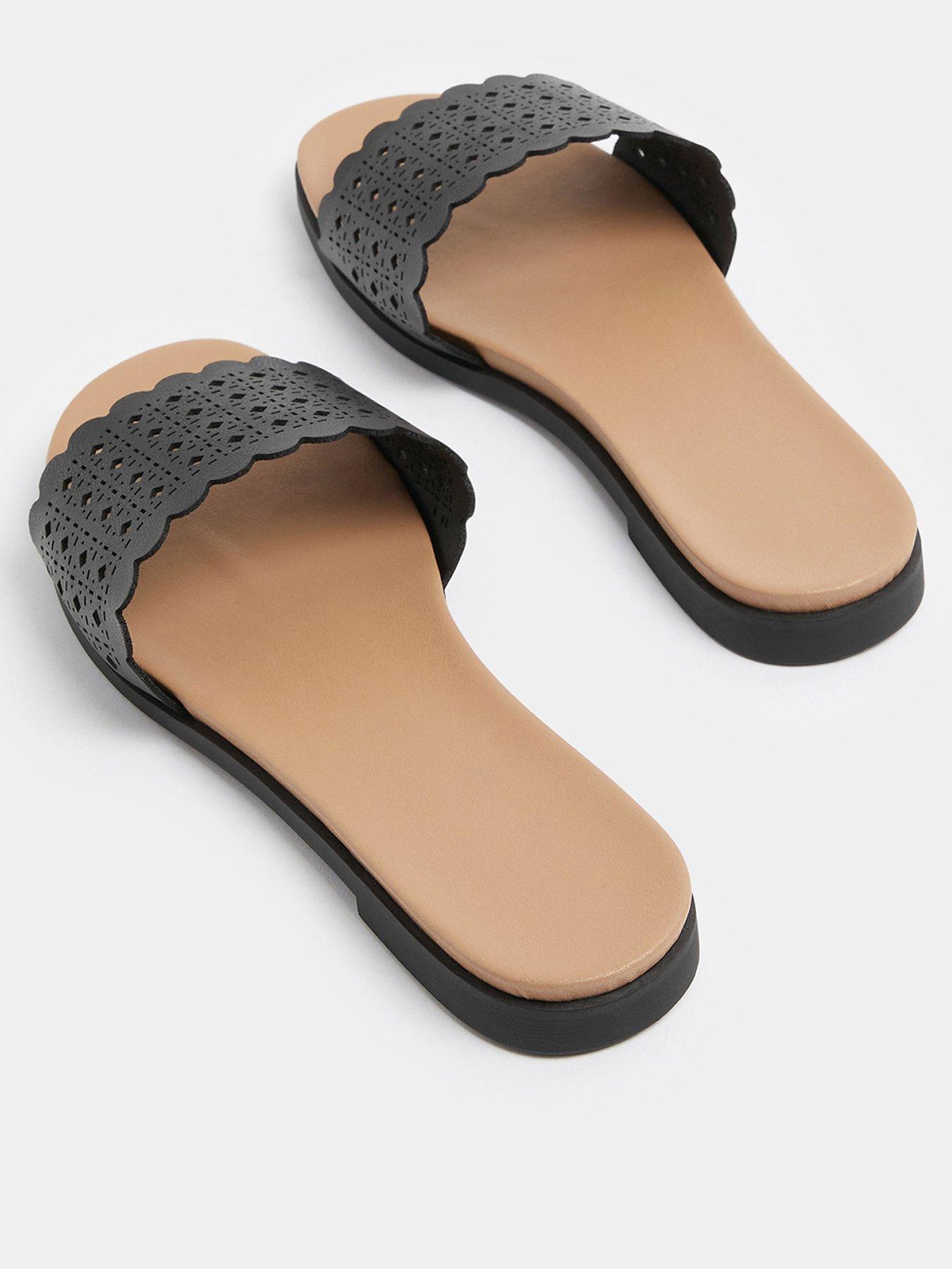 Image 3 of 4 of Yours Curve Wide Fit Laser Cut Out Mule - Black