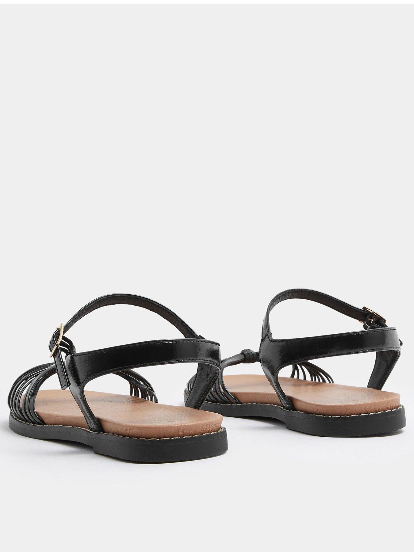 yours-curve-extra-wide-fit-knotted-flat-sandals-blackoutfit