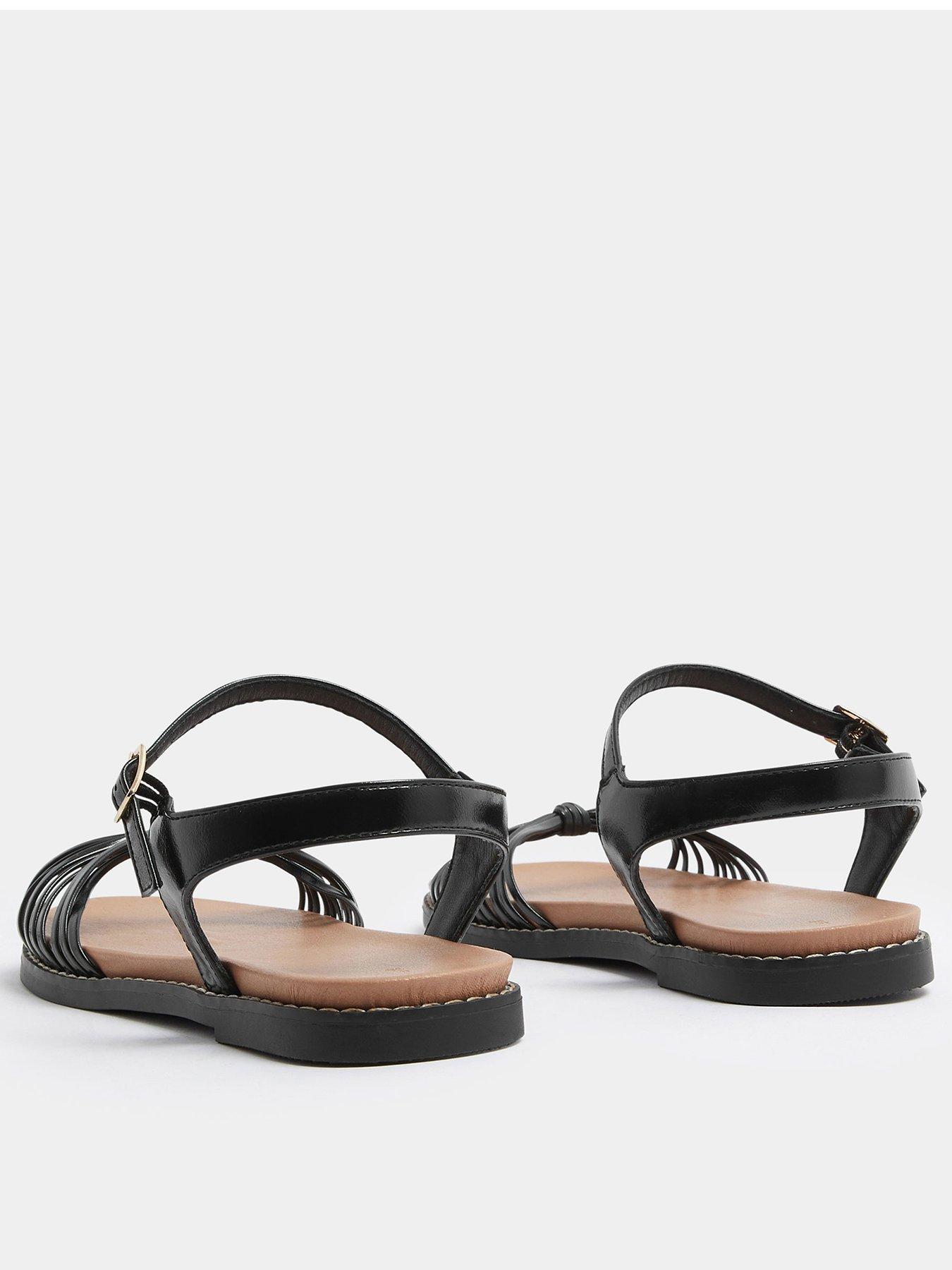 Image 3 of 4 of Yours Curve Wide Fit Knotted Flat Sandals