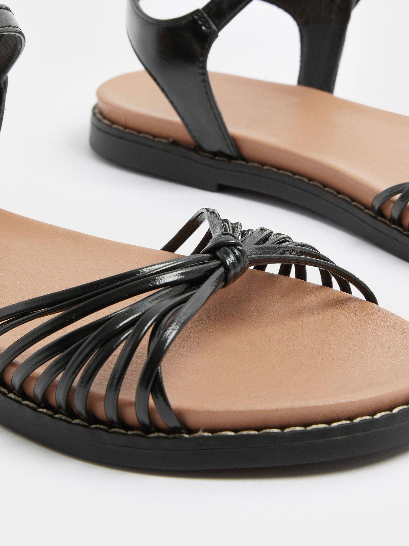 Image 4 of 4 of Yours Curve Wide Fit Knotted Flat Sandals