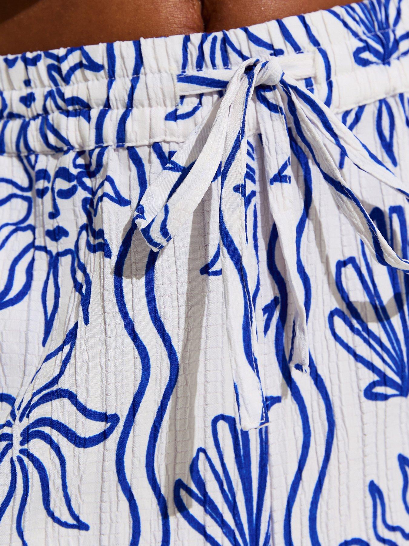 Image 5 of 6 of New Look Sun Print Wide Leg Beach Trousers - Blue