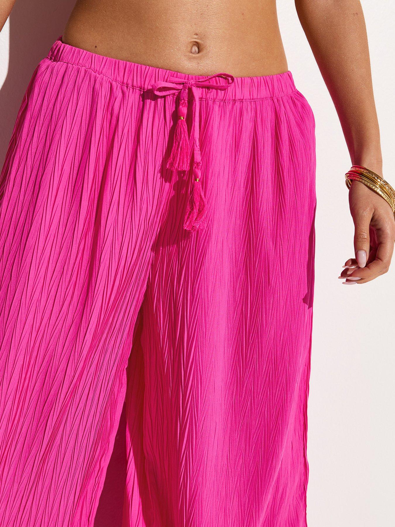 new-look-textured-beach-wide-leg-trousers-dark-pinkoutfit