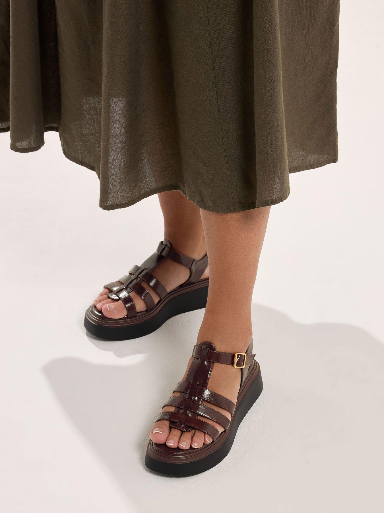 Yours Curve Extra Wide Fit Gladiator Wedge Sandals