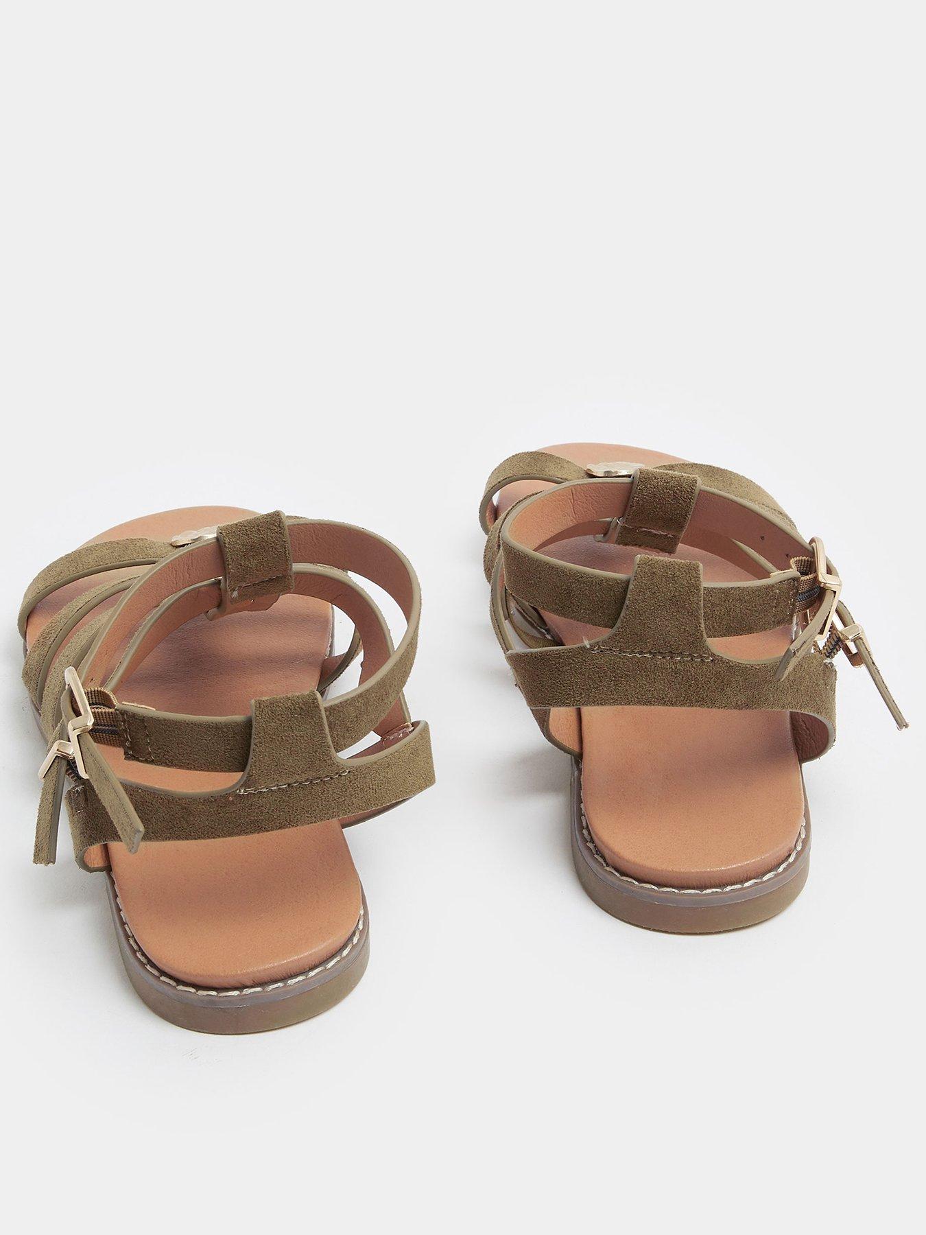 Image 3 of 4 of Yours Curve Wide Fit Hammered Disk Gladiator Sandals - Green