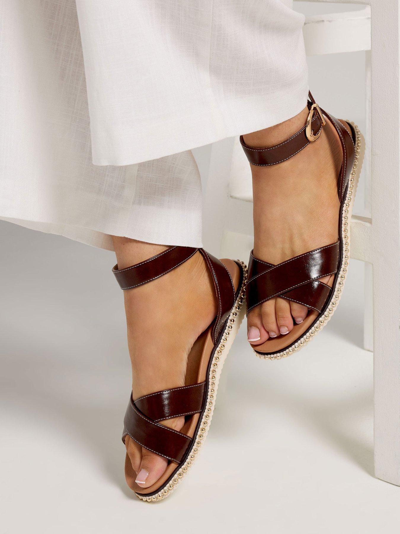Yours Curve Extra Wide Fit Cross Over Sandals