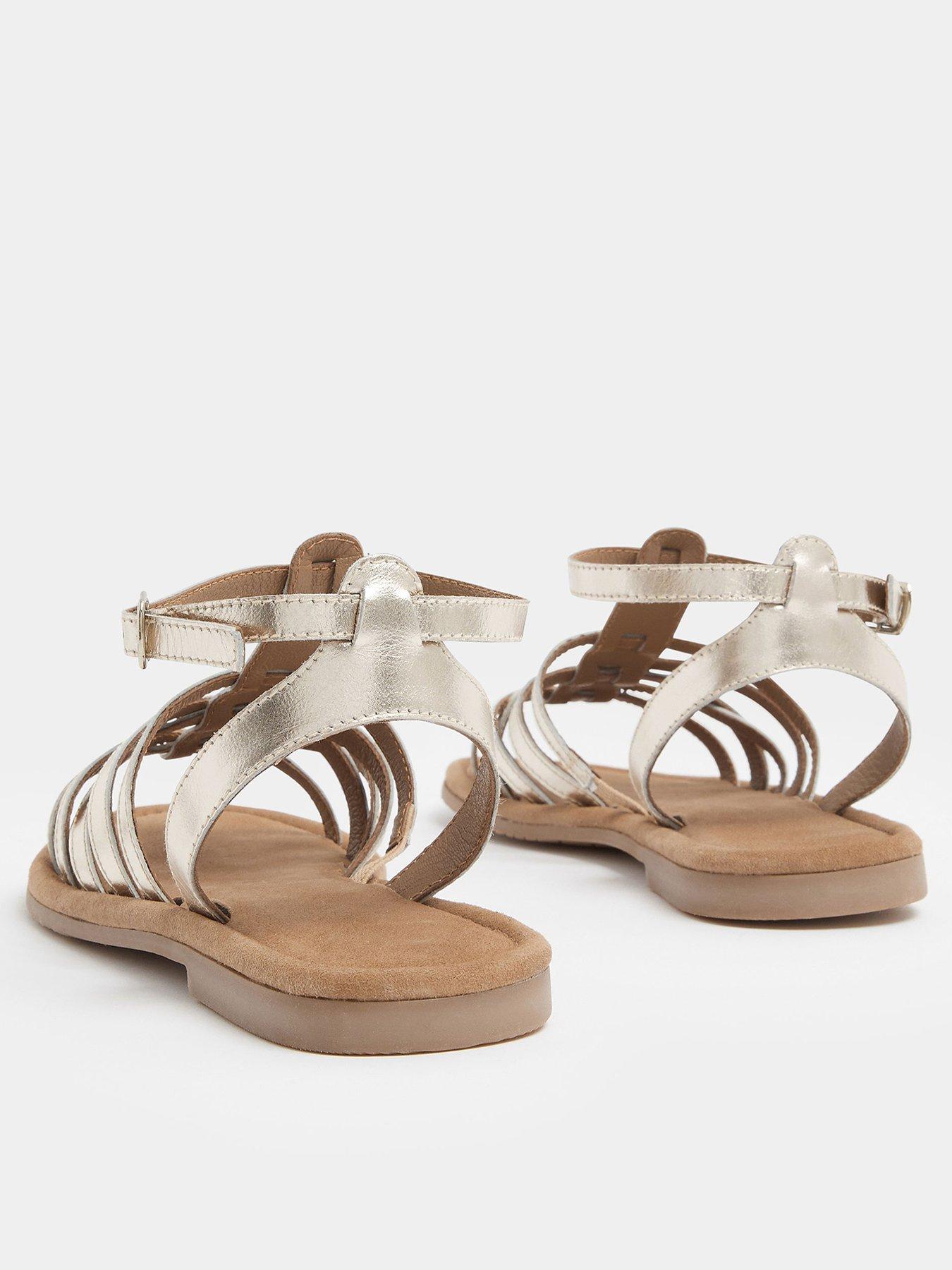 Image 3 of 4 of Yours Curve Gladiator Leather Sandals In Wide Fit - Gold