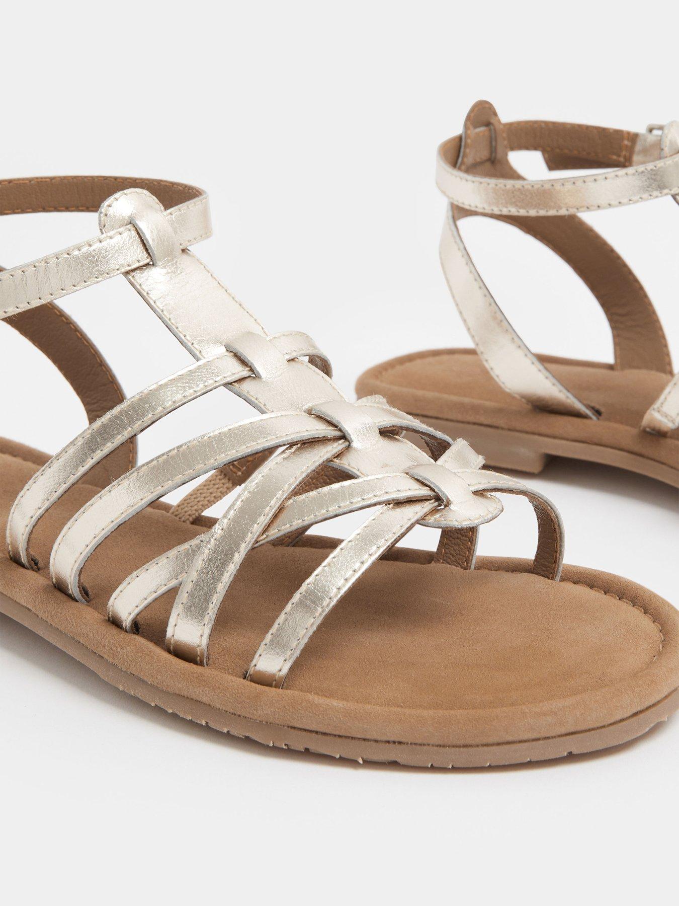 Image 4 of 4 of Yours Curve Gladiator Leather Sandals In Wide Fit - Gold