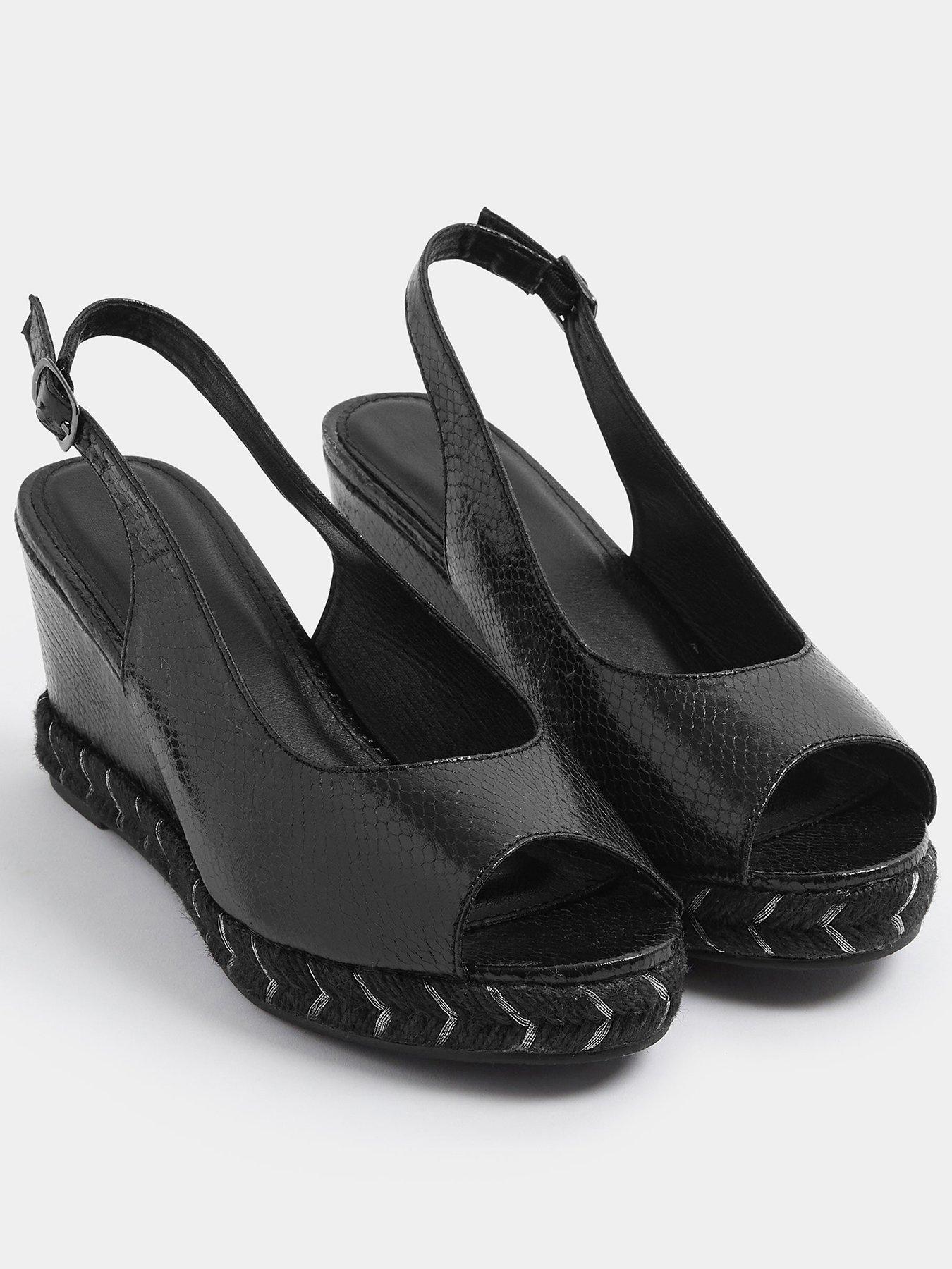 Image 2 of 4 of Yours Curve Extra Wide Fit Peep Toe Wedges - Black