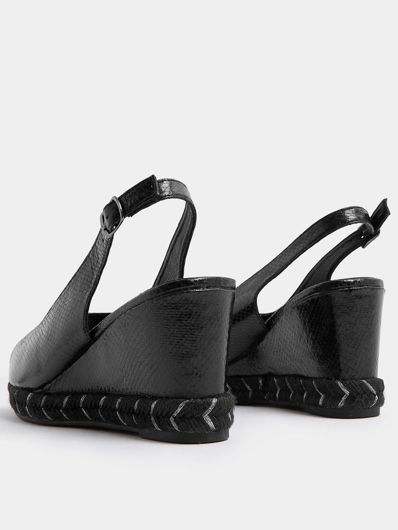 Image 3 of 4 of Yours Curve Extra Wide Fit Peep Toe Wedges - Black
