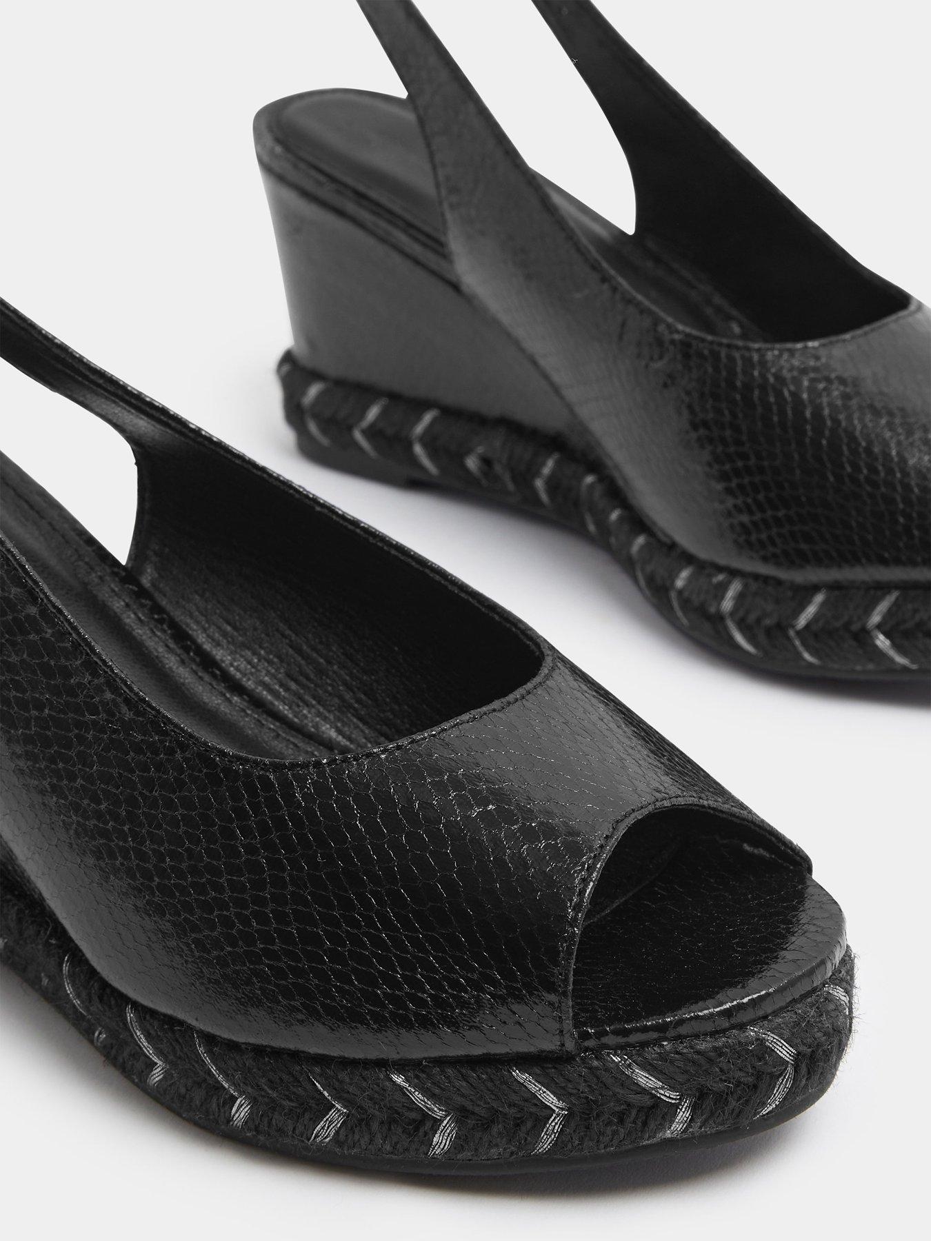 Image 4 of 4 of Yours Curve Extra Wide Fit Peep Toe Wedges - Black