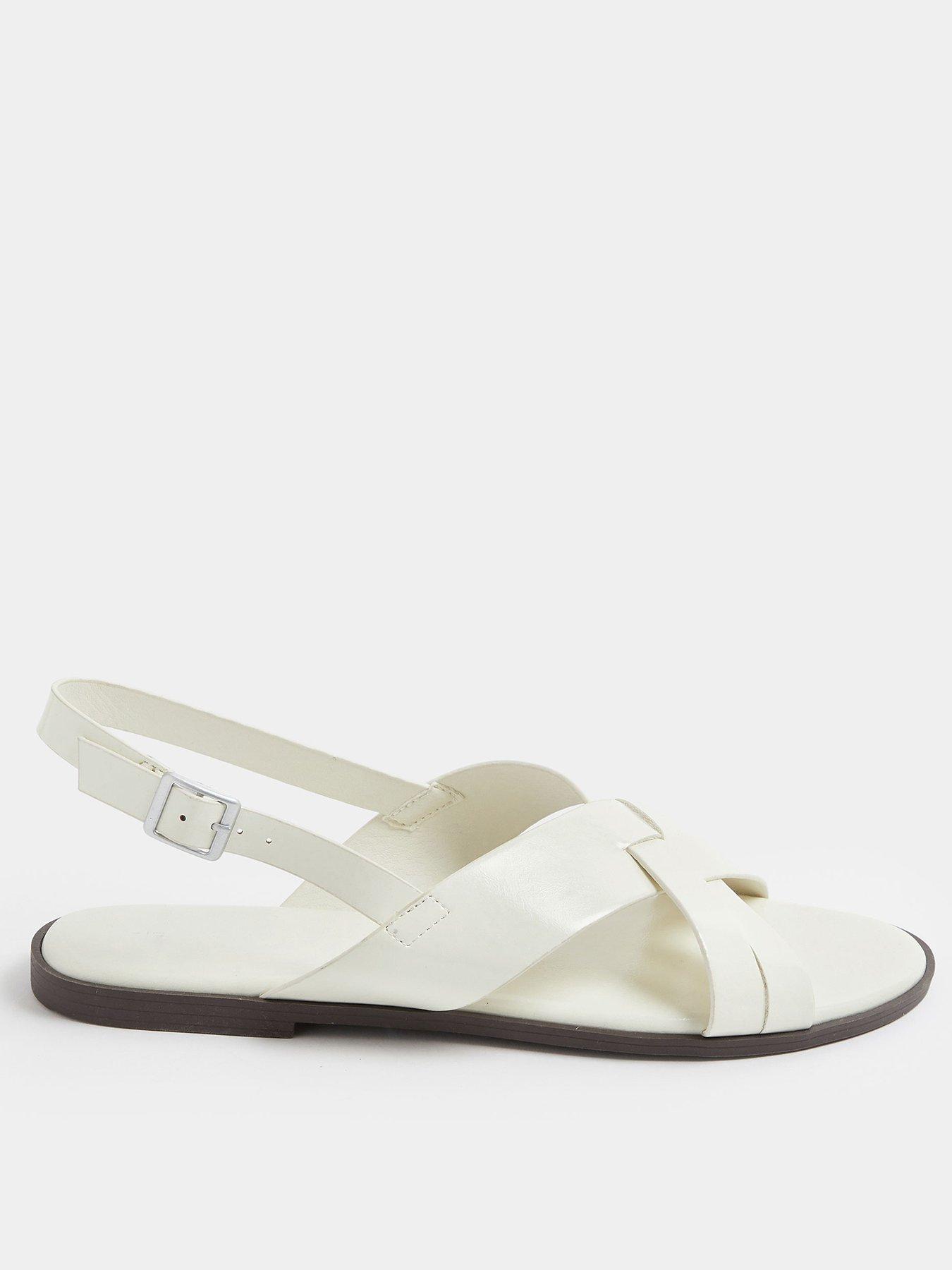 Yours Curve Extra Wide Fit Cross Over Sandals - White