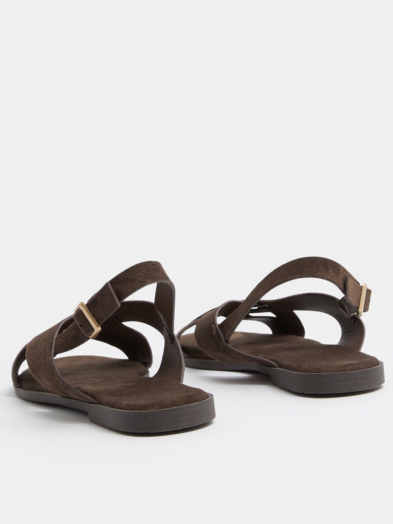 Image 3 of 4 of Yours Curve Extra Wide Fit Cross Over Sandals - Brown