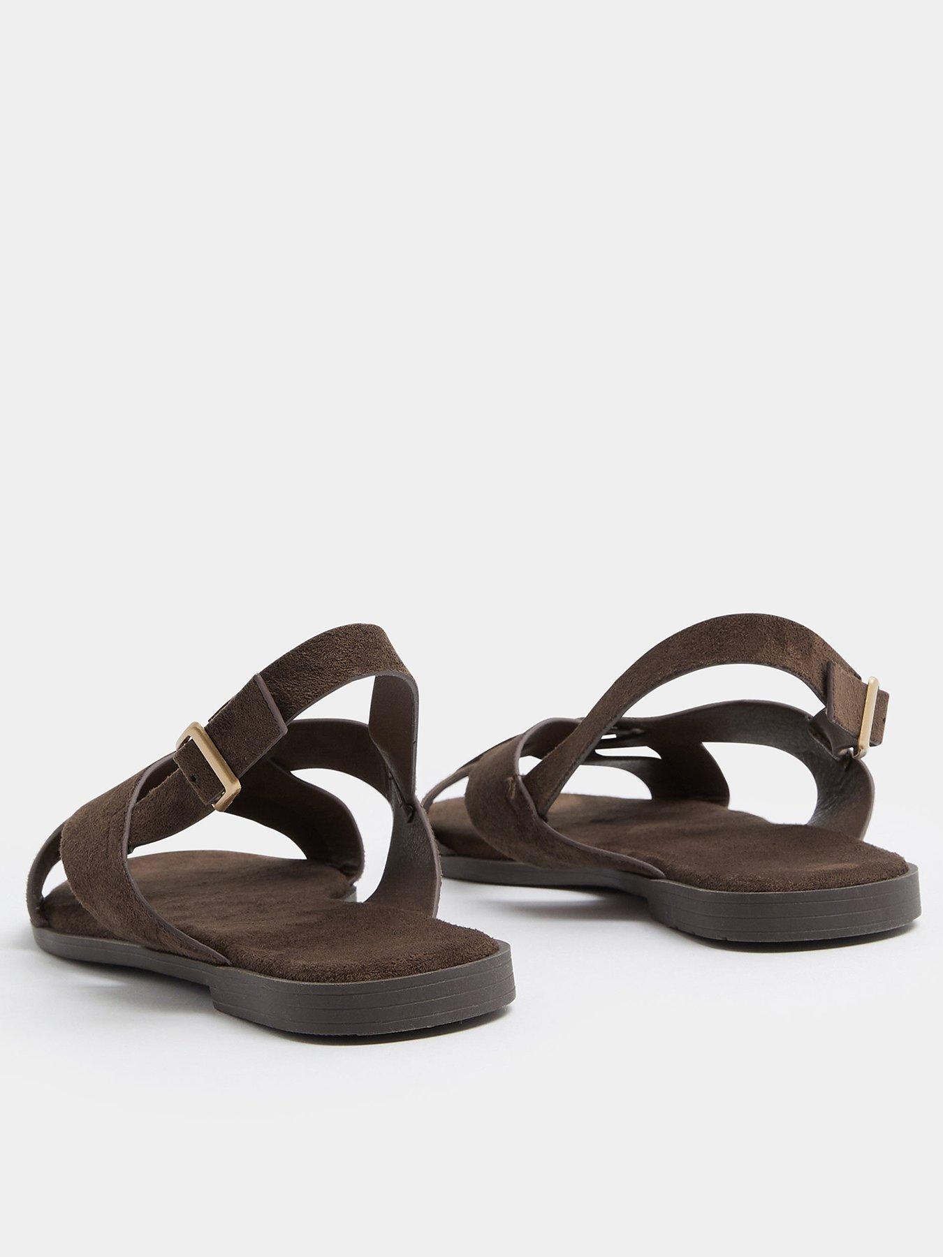 Image 3 of 4 of Yours Curve Wide Fit Cross Over Sandals - Brown
