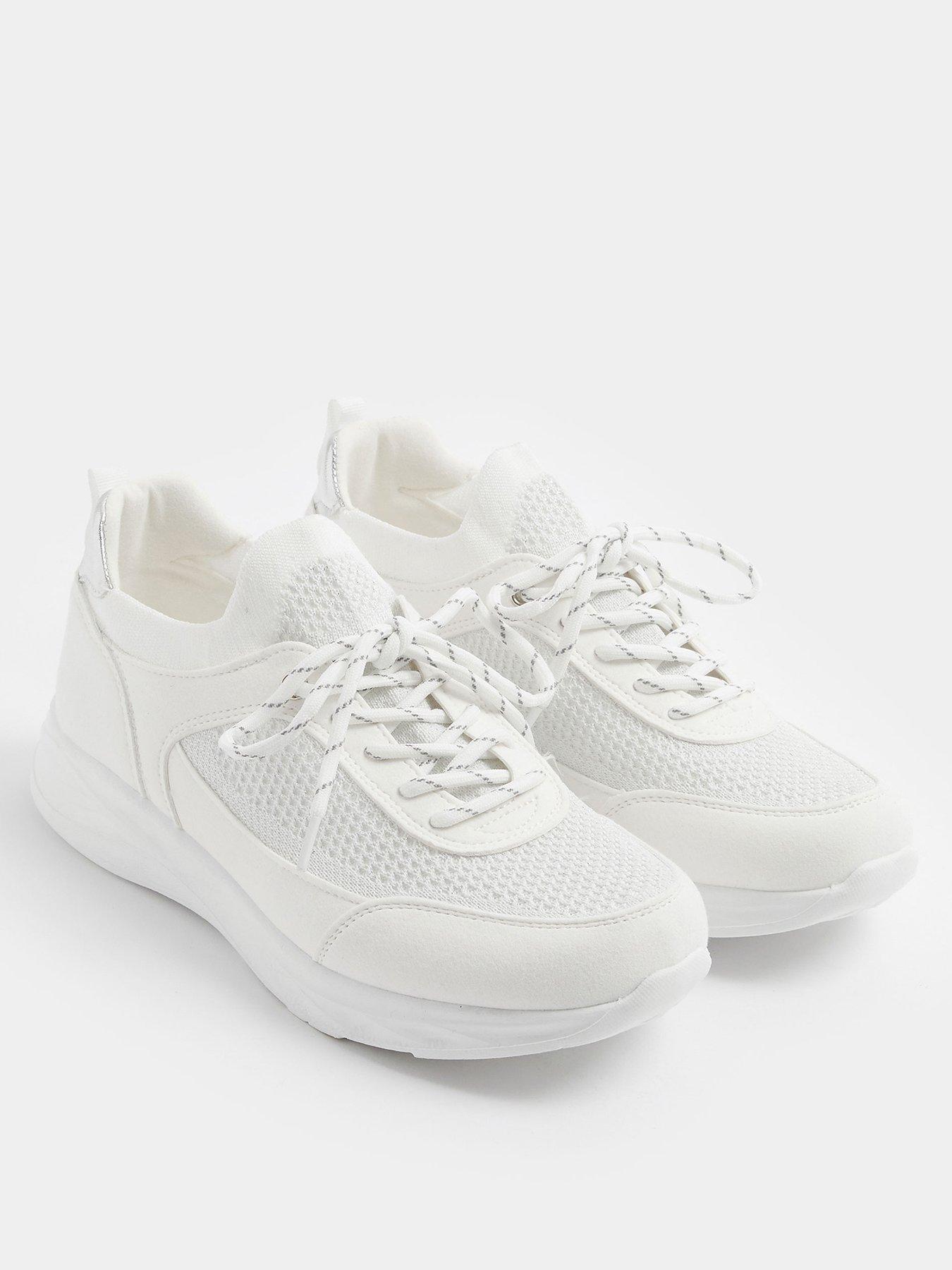 yours-curve-extra-wide-fit-knitted-lace-up-trainerstillFront