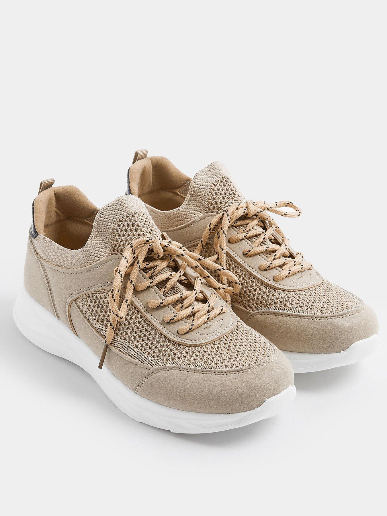 Image 2 of 4 of Yours Curve Extra Wide Fit Knitted Lace Up Trainer