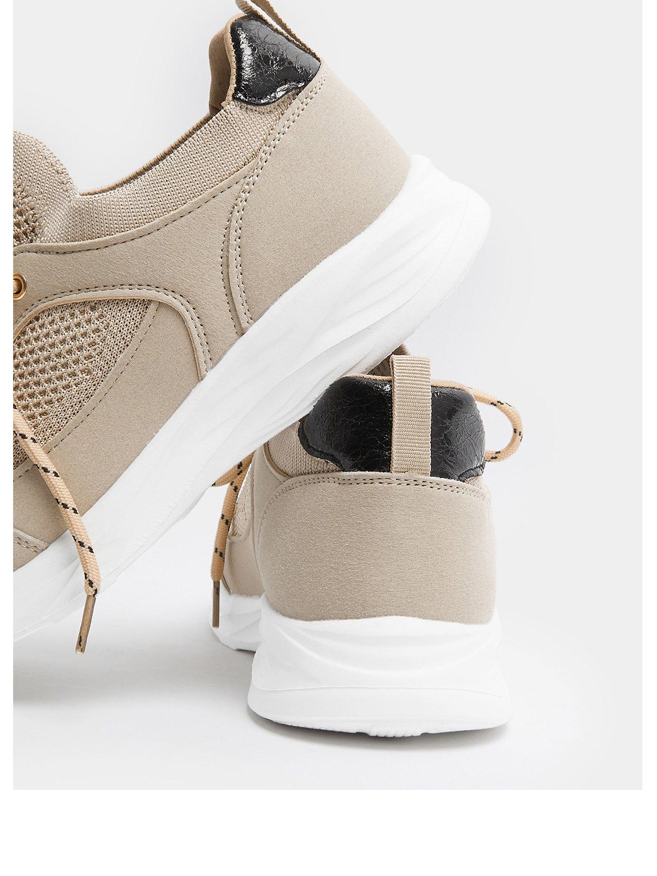 Image 3 of 4 of Yours Curve Extra Wide Fit Knitted Lace Up Trainer
