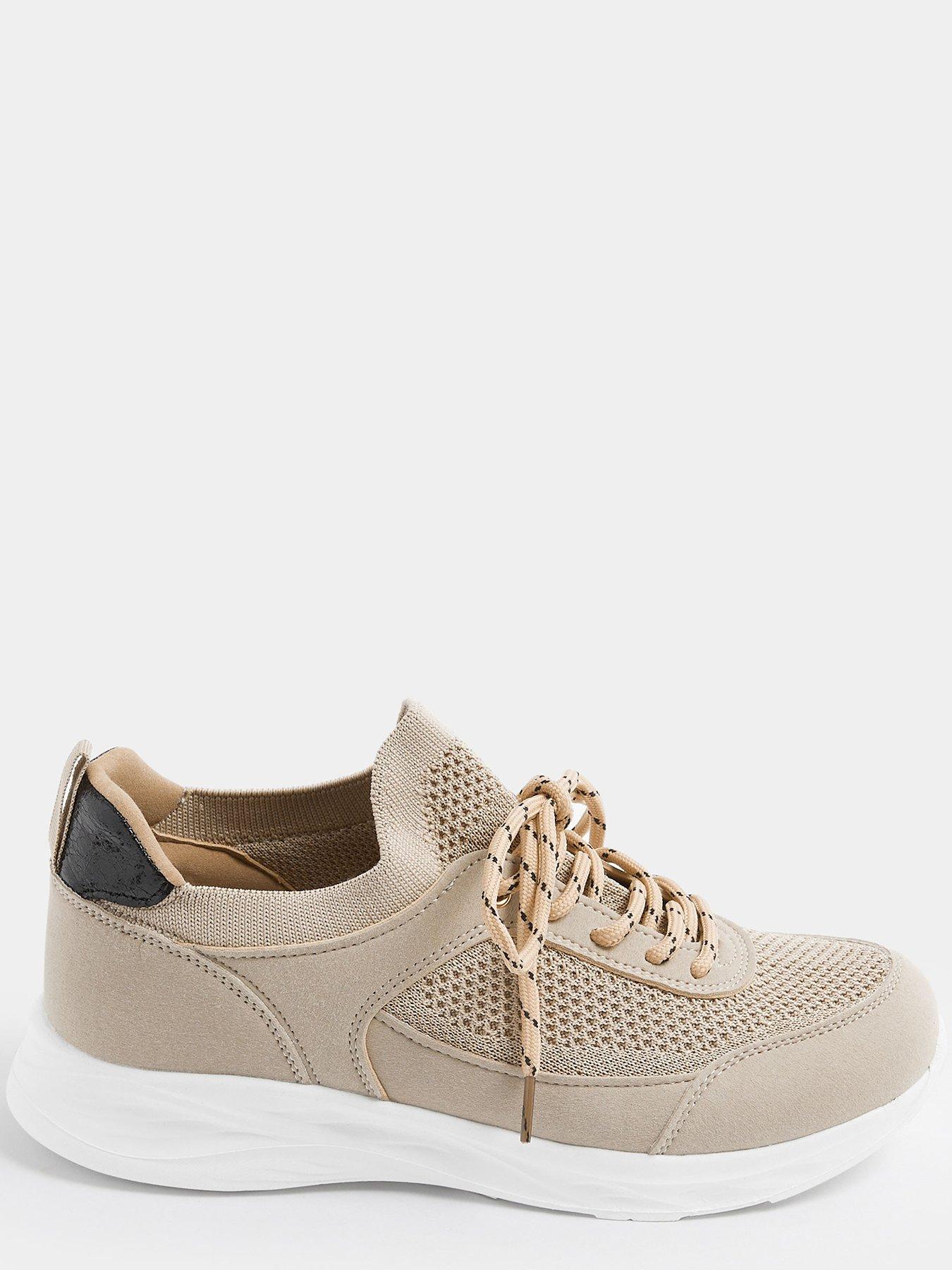 Image 4 of 4 of Yours Curve Extra Wide Fit Knitted Lace Up Trainer