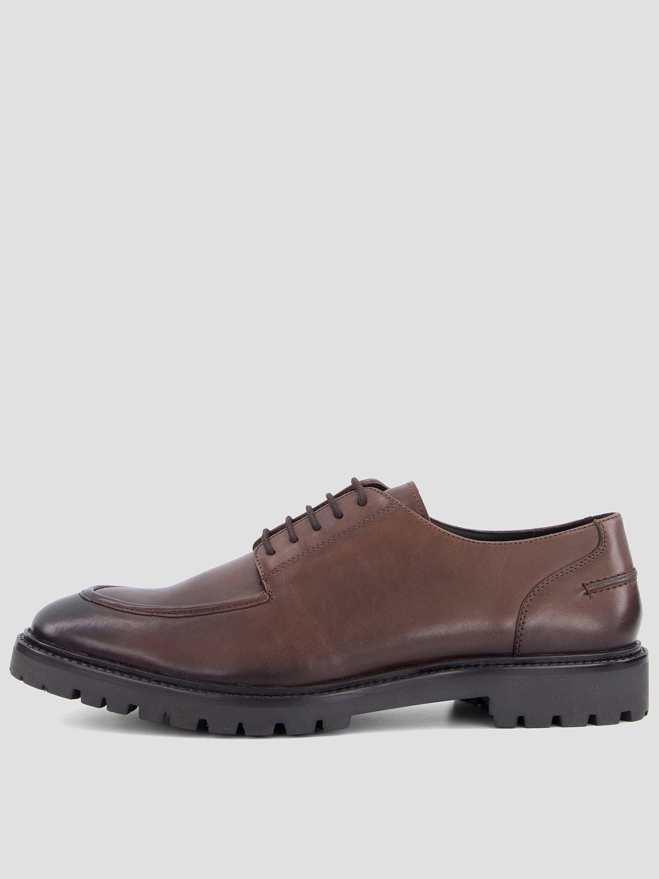Image 1 of 7 of The Very Collection Mens Leather Lace-Up Apron Toe Derby Shoes - Dark Brown