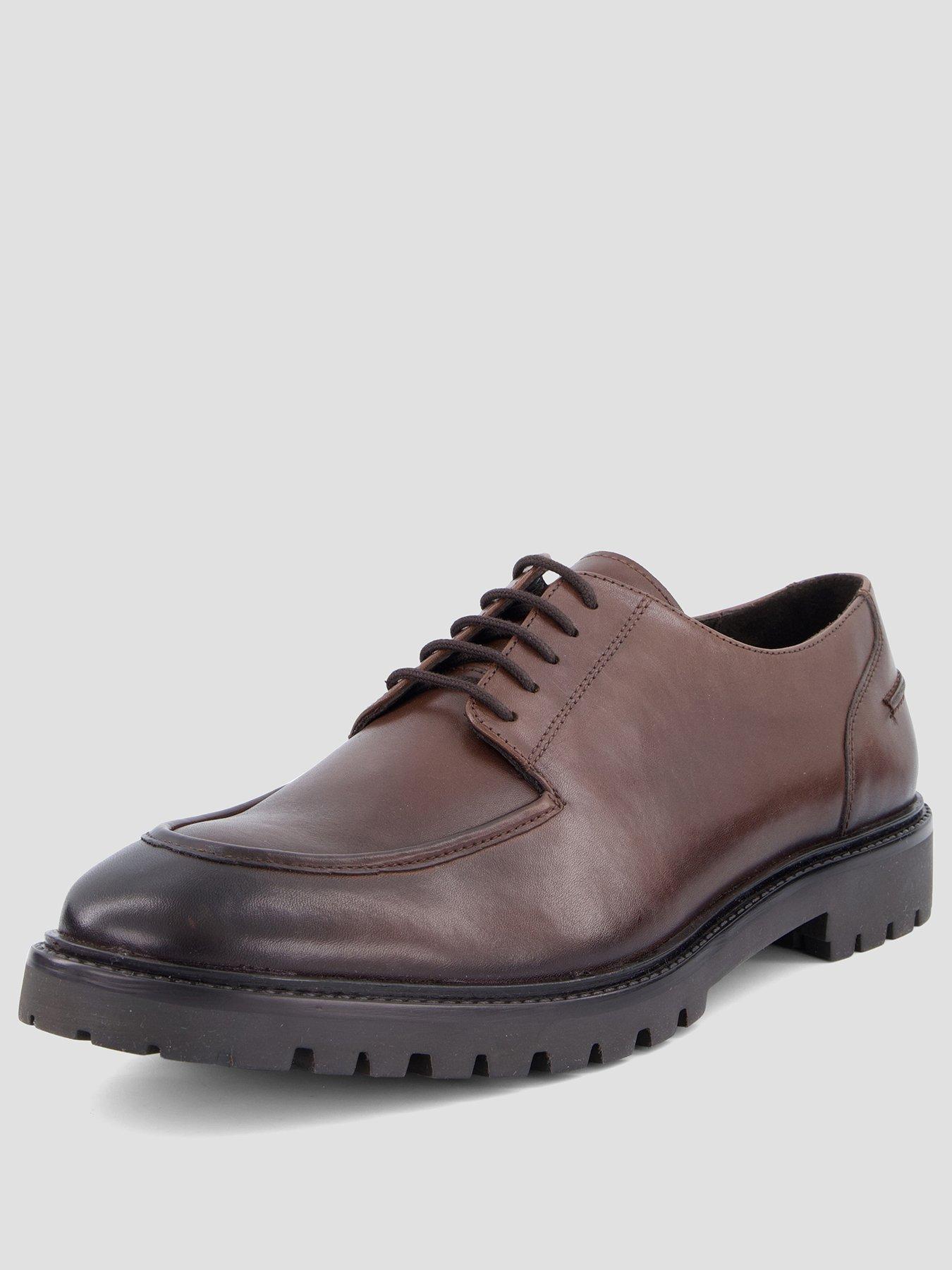 Image 2 of 7 of The Very Collection Mens Leather Lace-Up Apron Toe Derby Shoes - Dark Brown