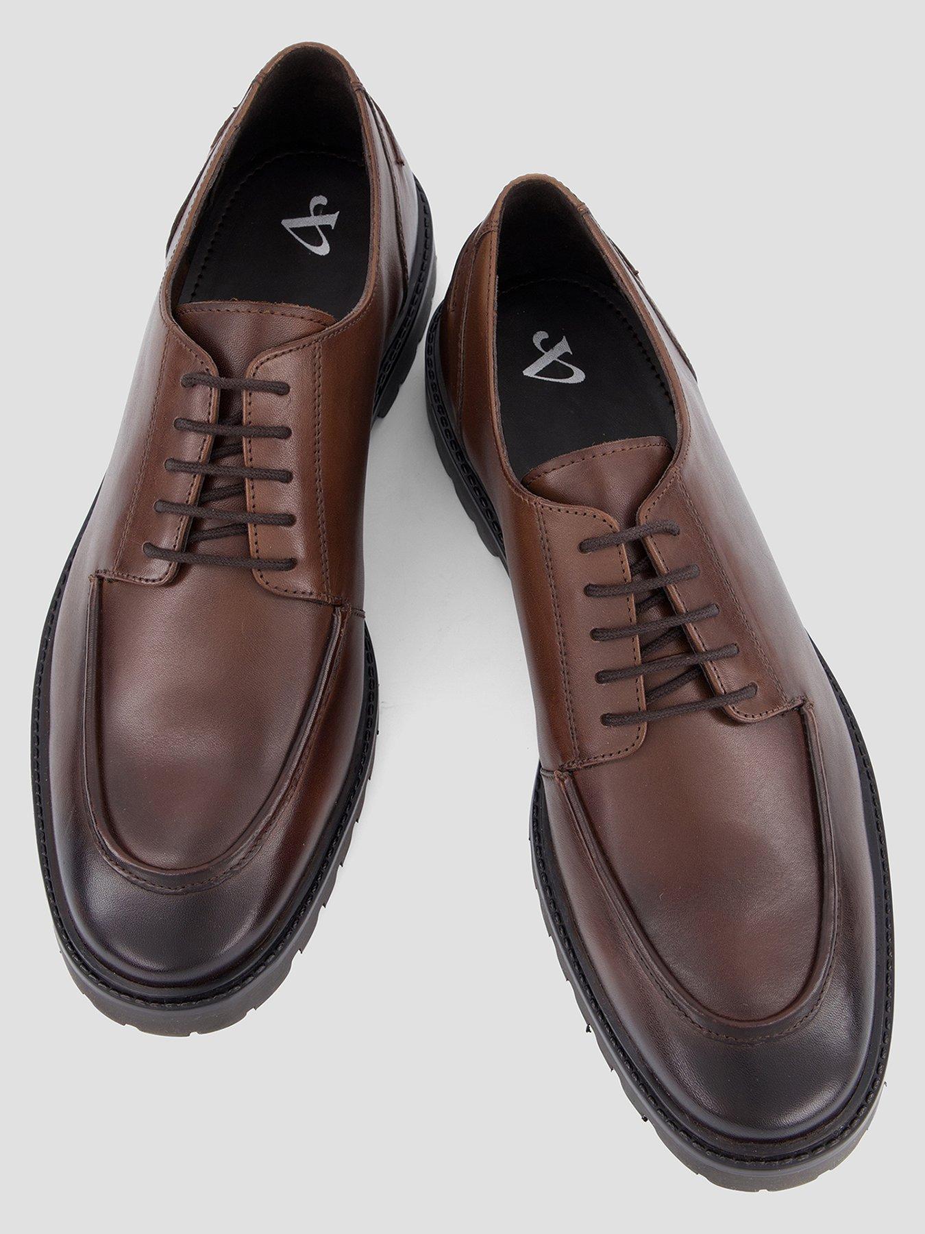 Image 3 of 7 of The Very Collection Mens Leather Lace-Up Apron Toe Derby Shoes - Dark Brown