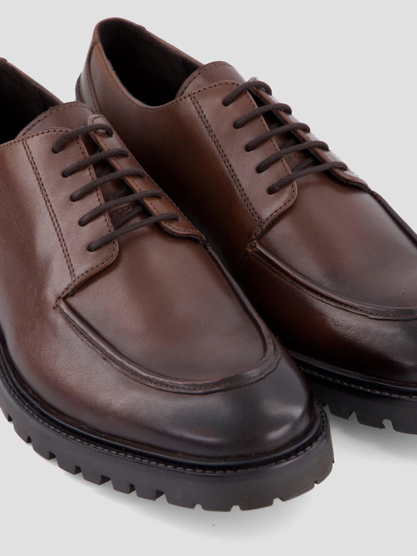 Image 5 of 7 of The Very Collection Mens Leather Lace-Up Apron Toe Derby Shoes - Dark Brown