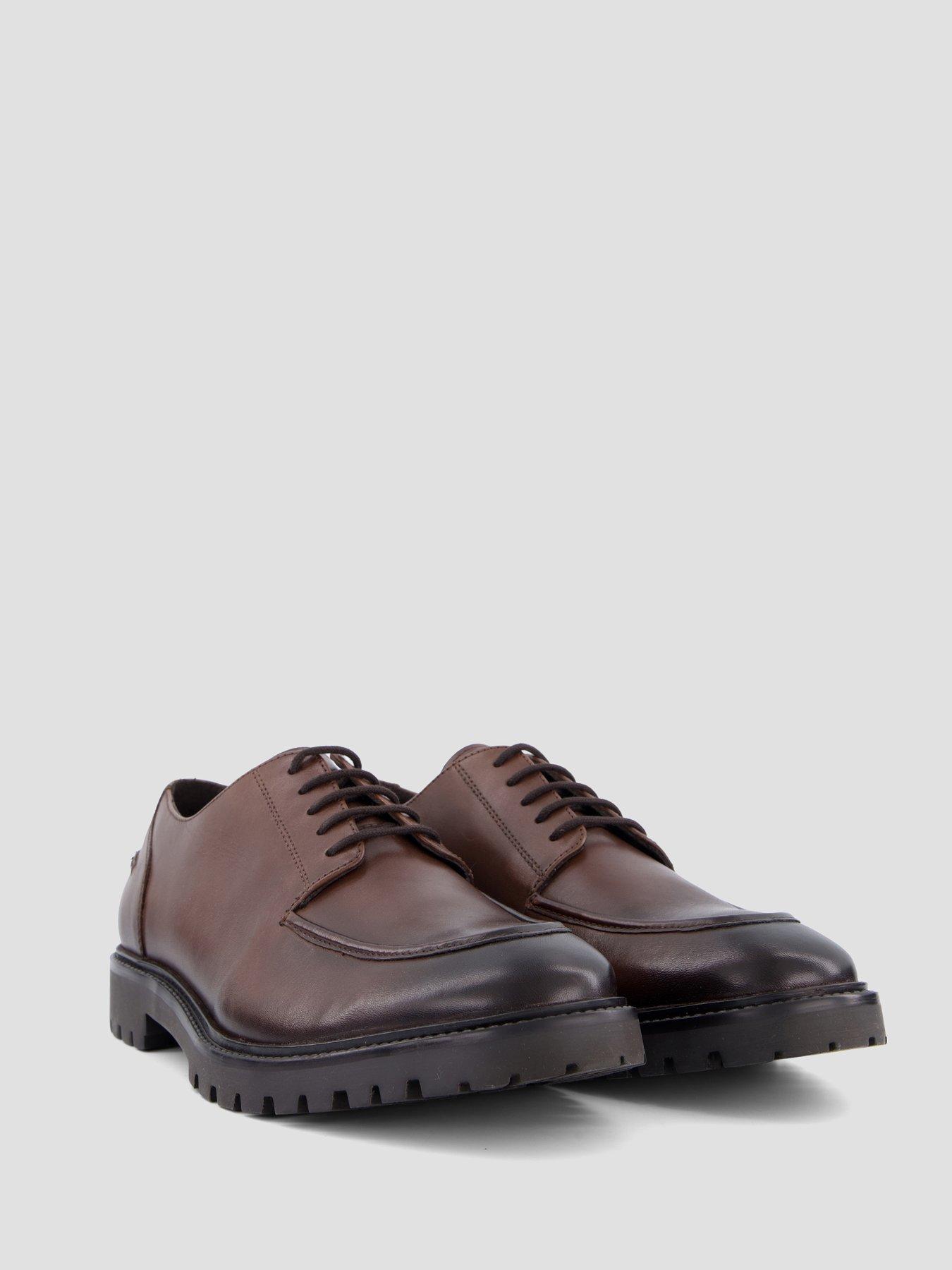 Image 6 of 7 of The Very Collection Mens Leather Lace-Up Apron Toe Derby Shoes - Dark Brown