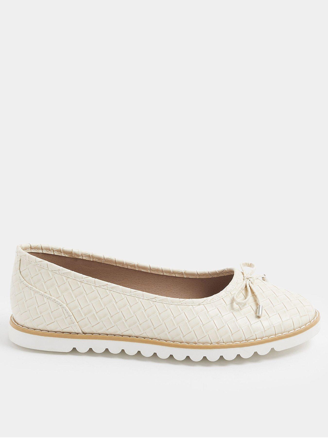 Image 1 of 4 of Yours Curve Extra Wide Fit Textured Ballet Shoe