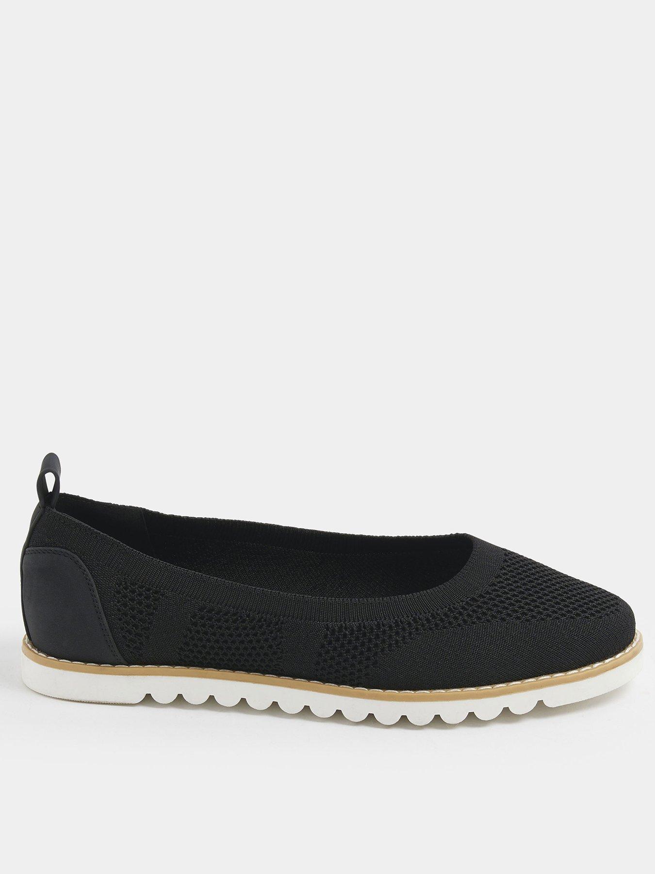 Image 1 of 4 of Yours Curve Extra Wide Fit Knitted Ballet Pump