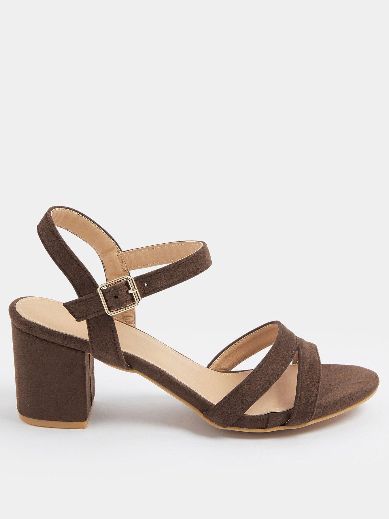 Yours Curve Wide Fit 2 Part Mid Block Almond Toe