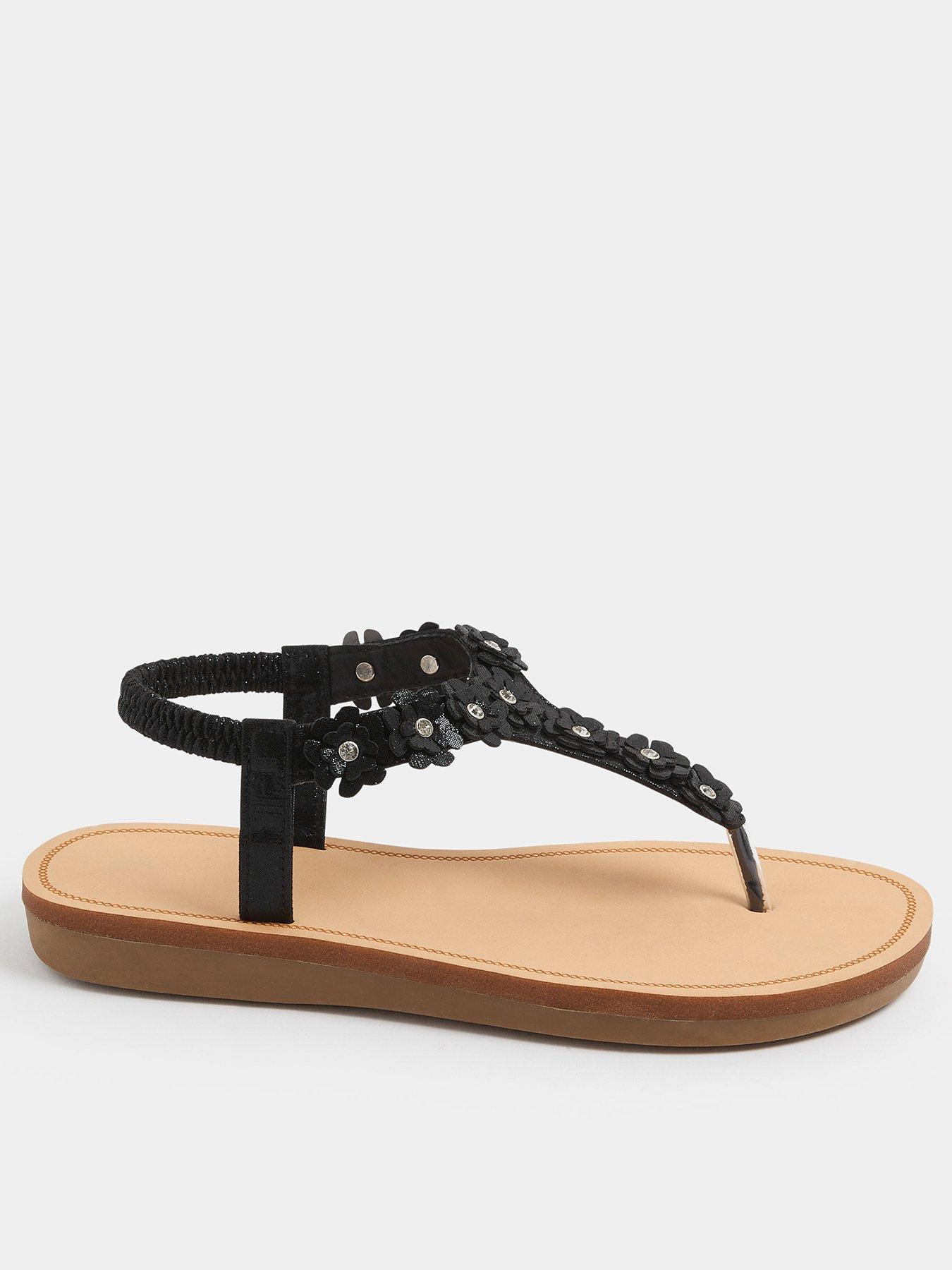Yours Curve Wide Fit Ditsy Flower Detail Sandals