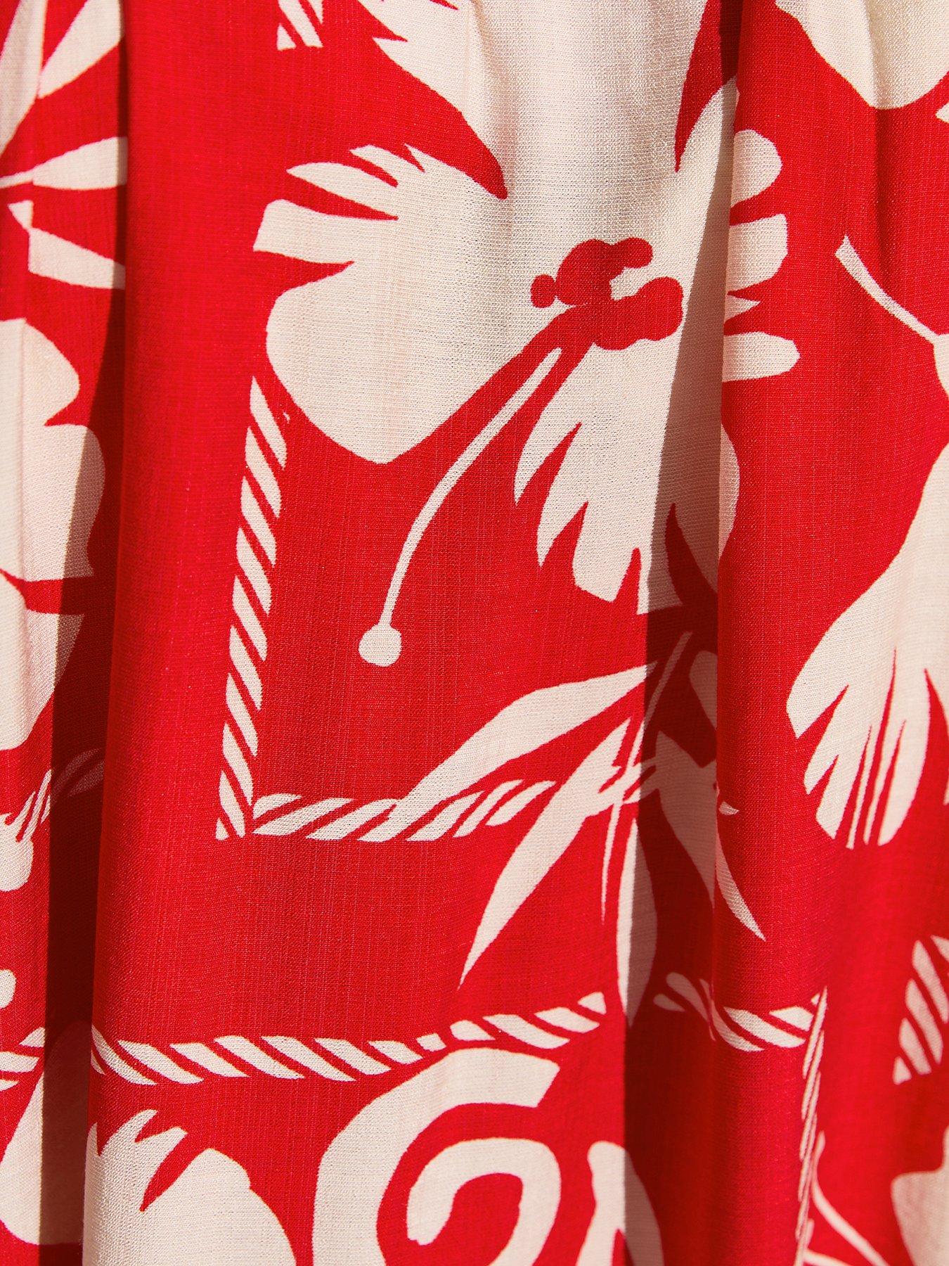 Image 5 of 5 of New Look Floral Print Bead Detail Beach Maxi Dress - Red