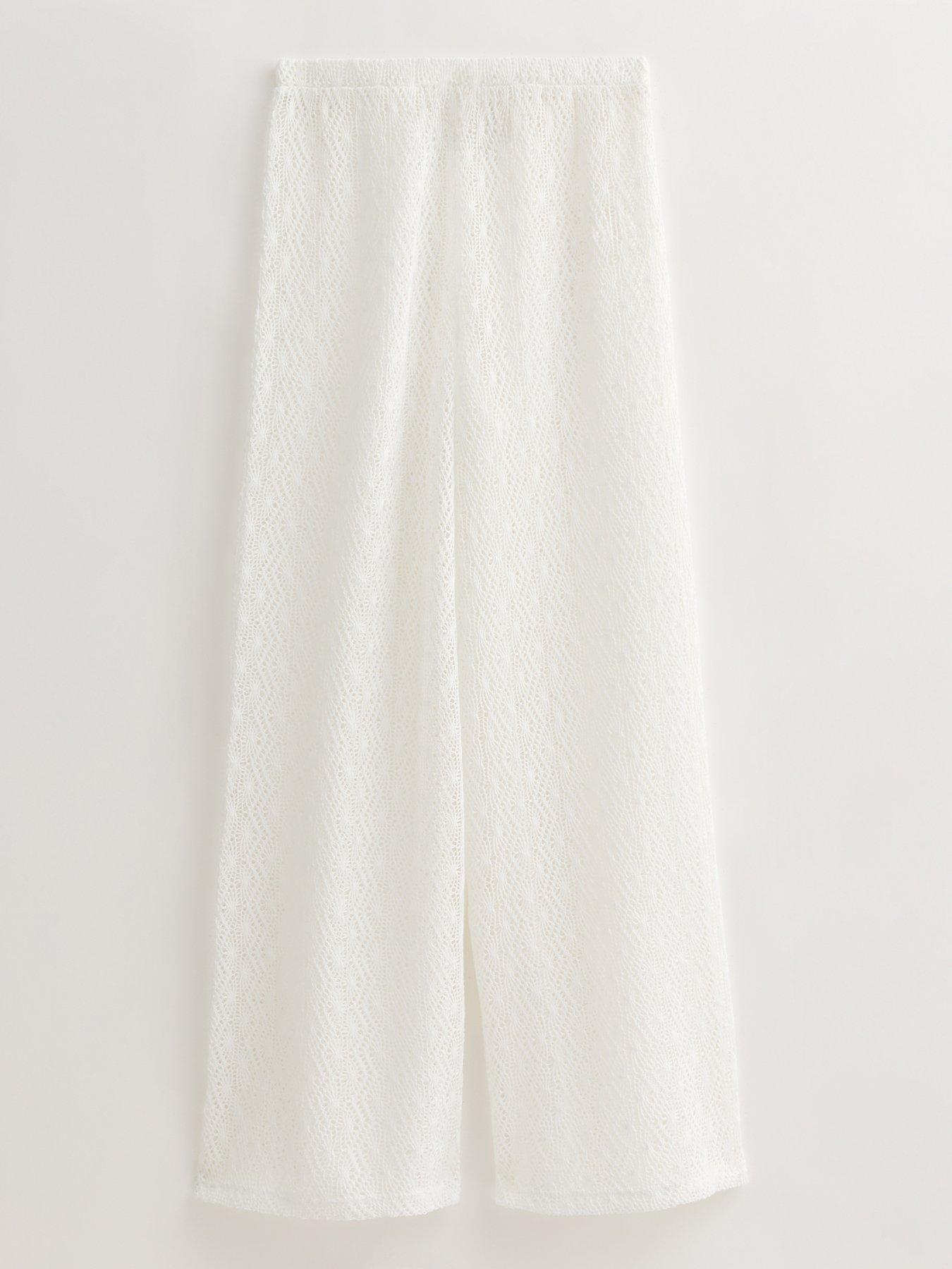 Image 6 of 6 of New Look Crochet Beach Trousers - White