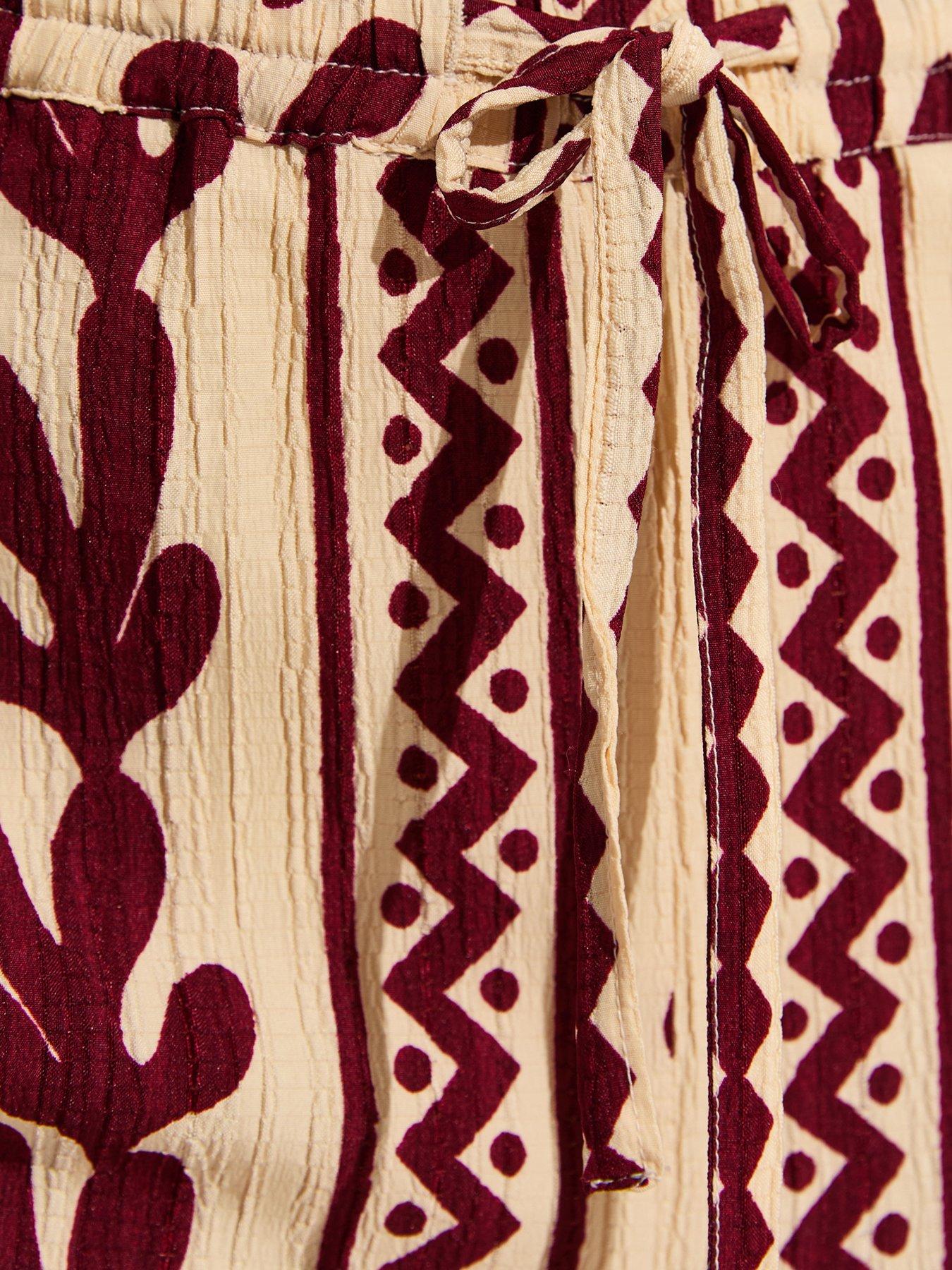 Image 5 of 6 of New Look Cactus Print Wide Leg Beach Trousers - Brown