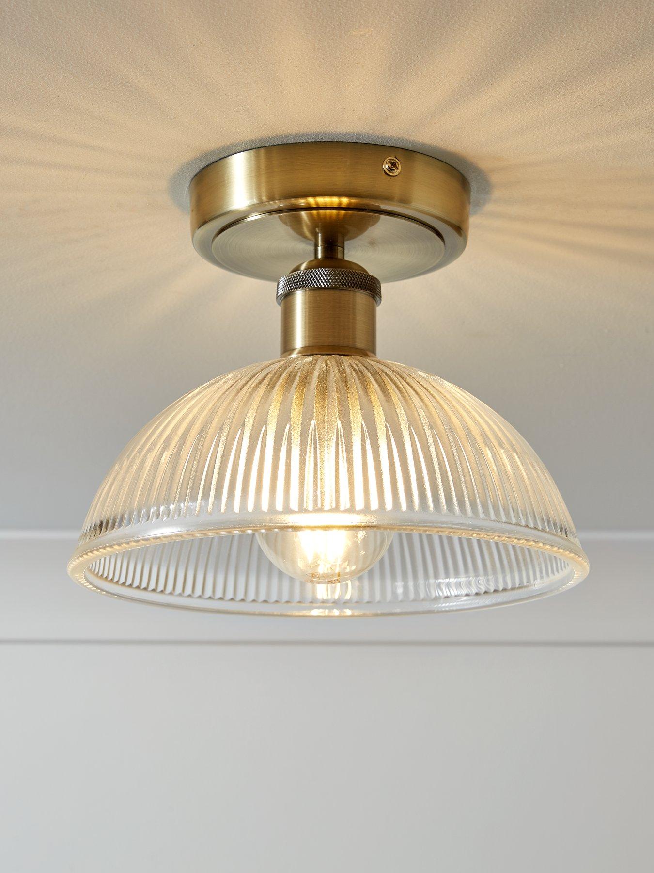 The Very Collection Ribbed Glass Flush Ceiling Light
