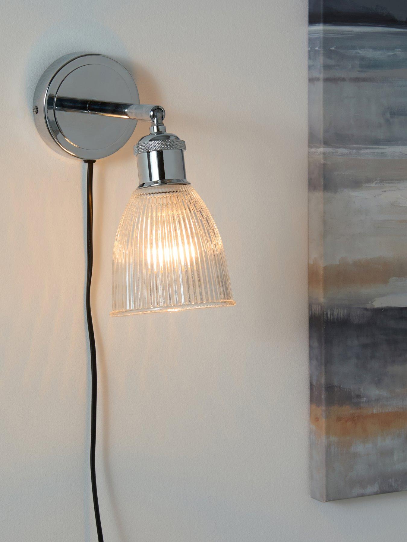 Image 1 of 6 of The Very Collection Ribbed Glass Plug In Wall Light