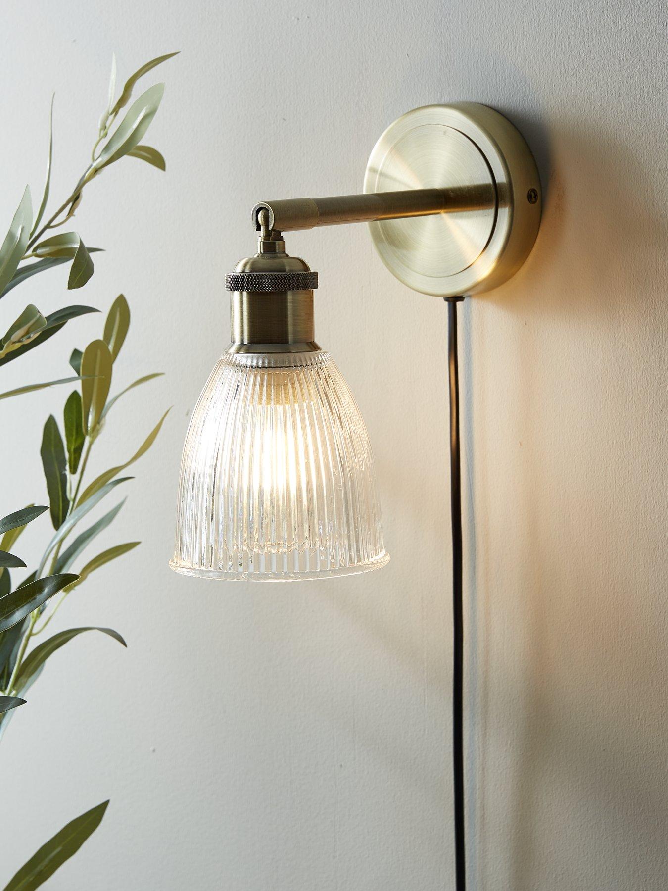 Image 1 of 6 of The Very Collection Ribbed Glass Plug In Wall Light
