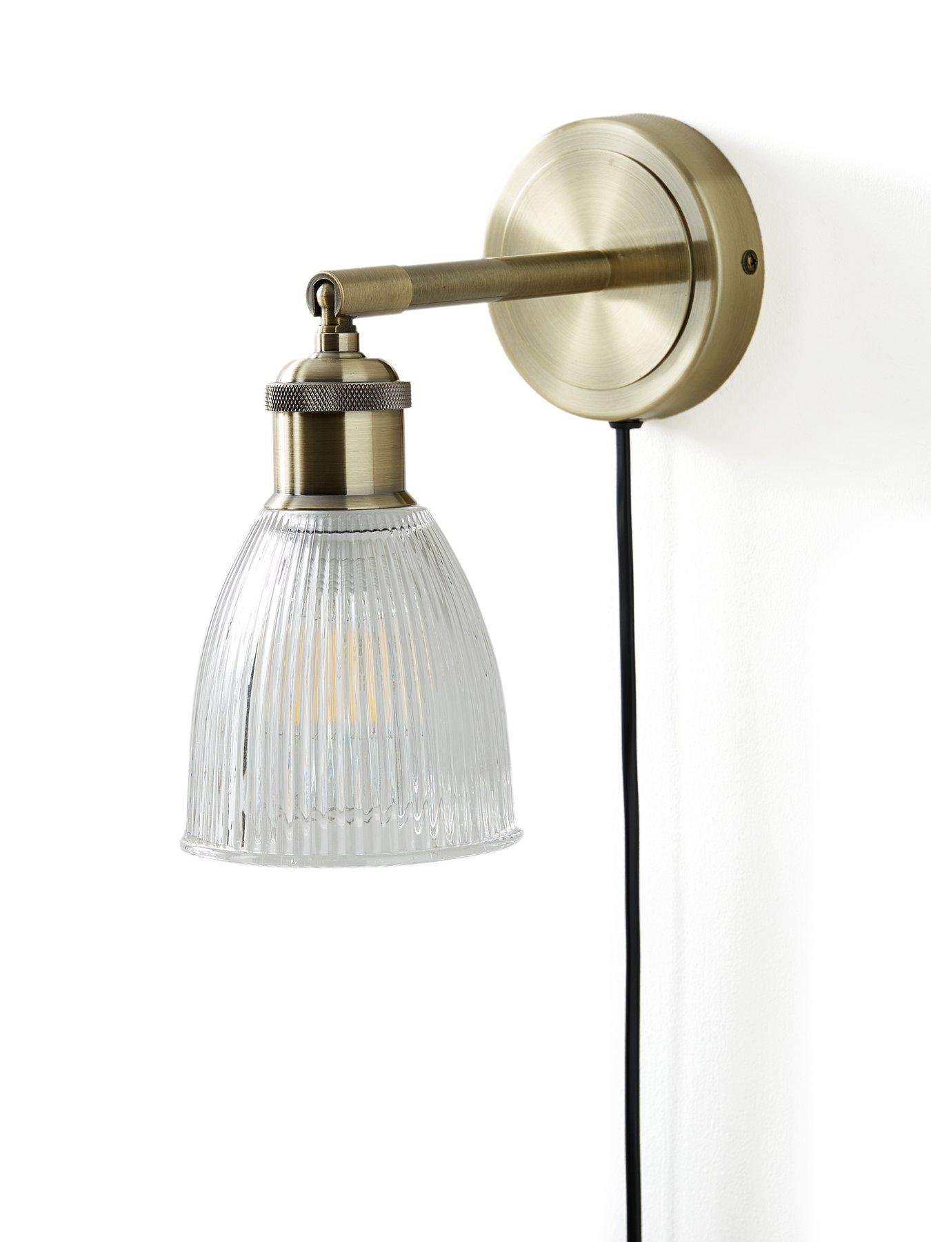Image 3 of 6 of The Very Collection Ribbed Glass Plug In Wall Light