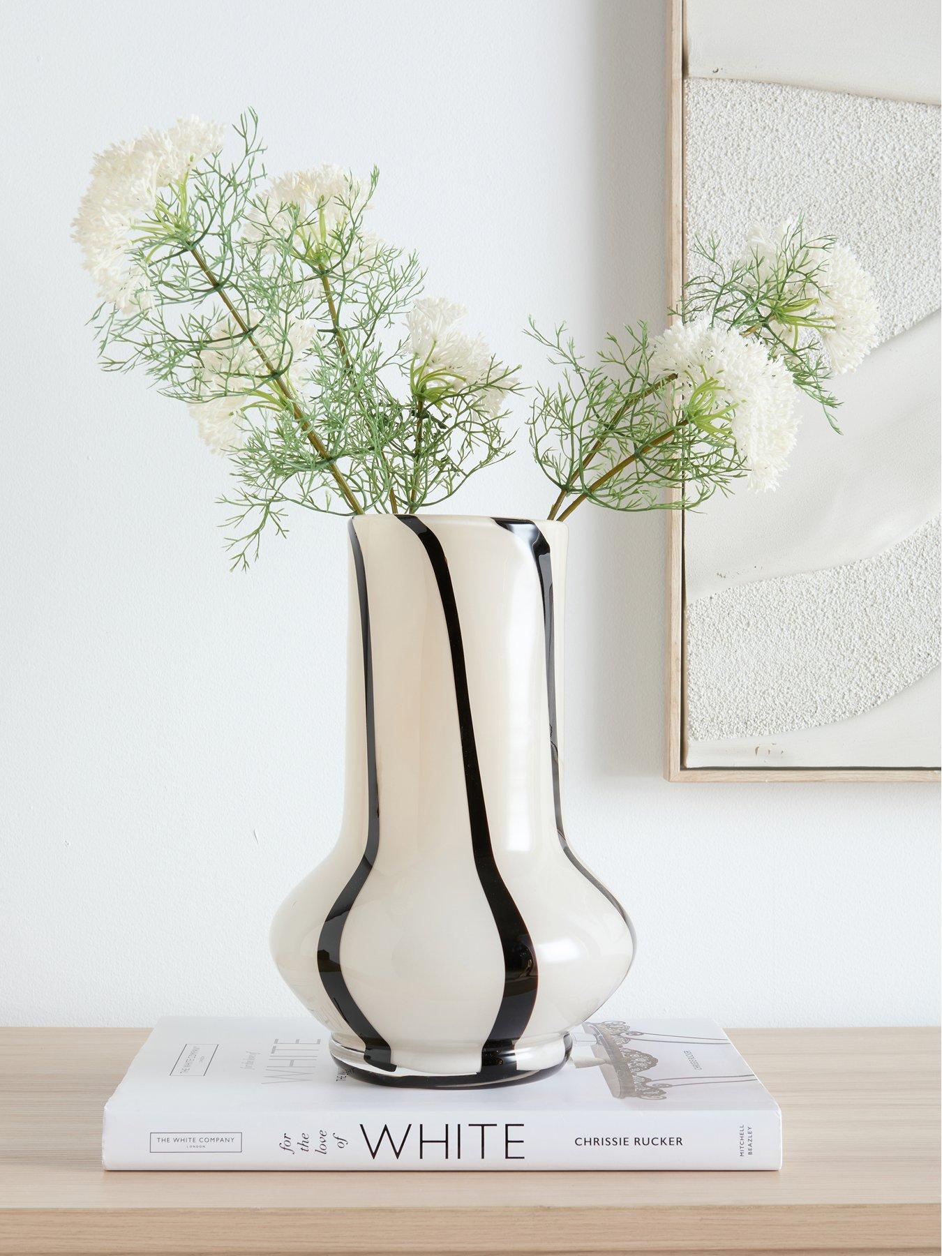 Image 1 of 7 of The Very Collection Striped Glass Vase - Cream/Black