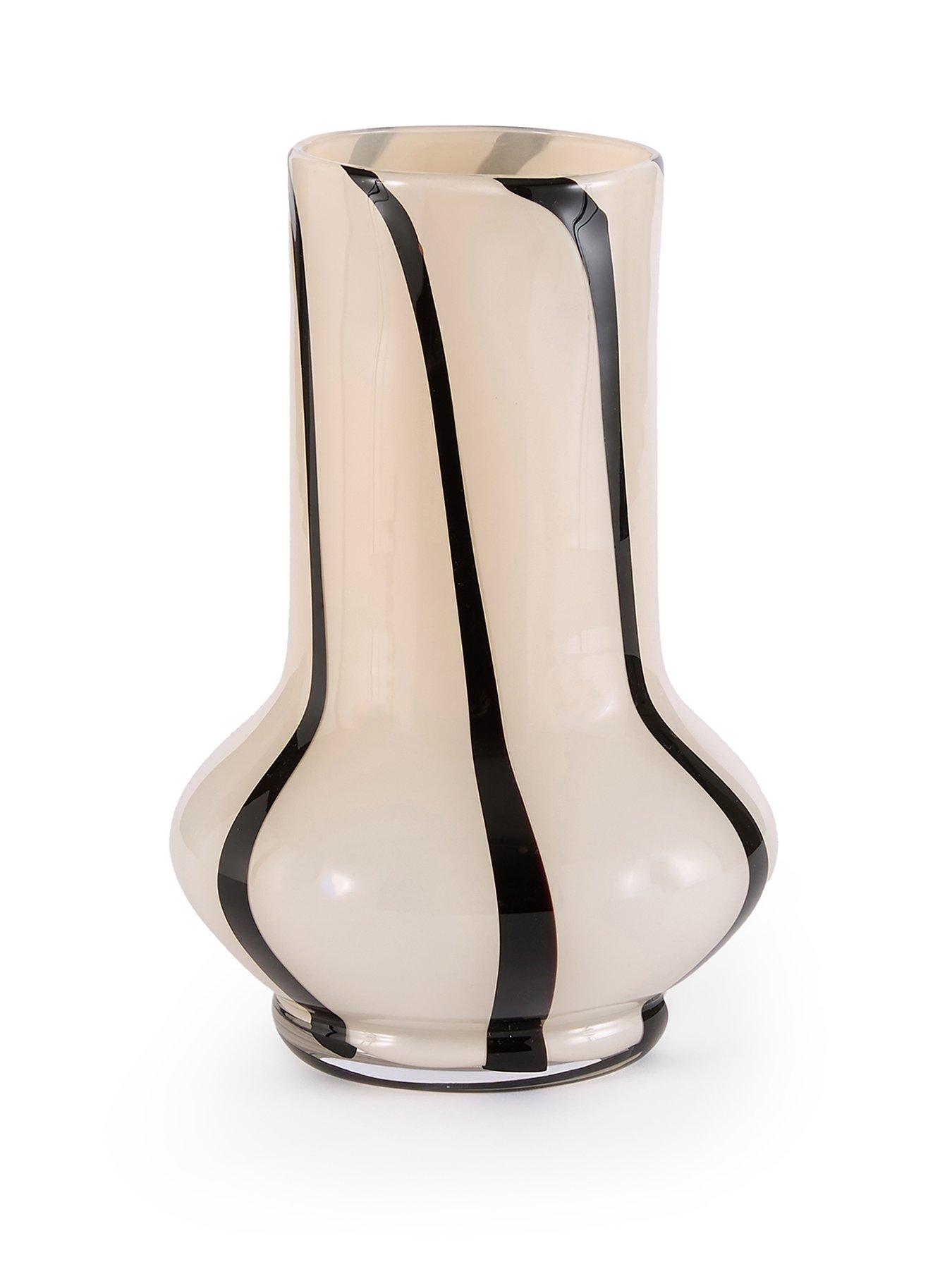 Image 2 of 7 of The Very Collection Striped Glass Vase - Cream/Black