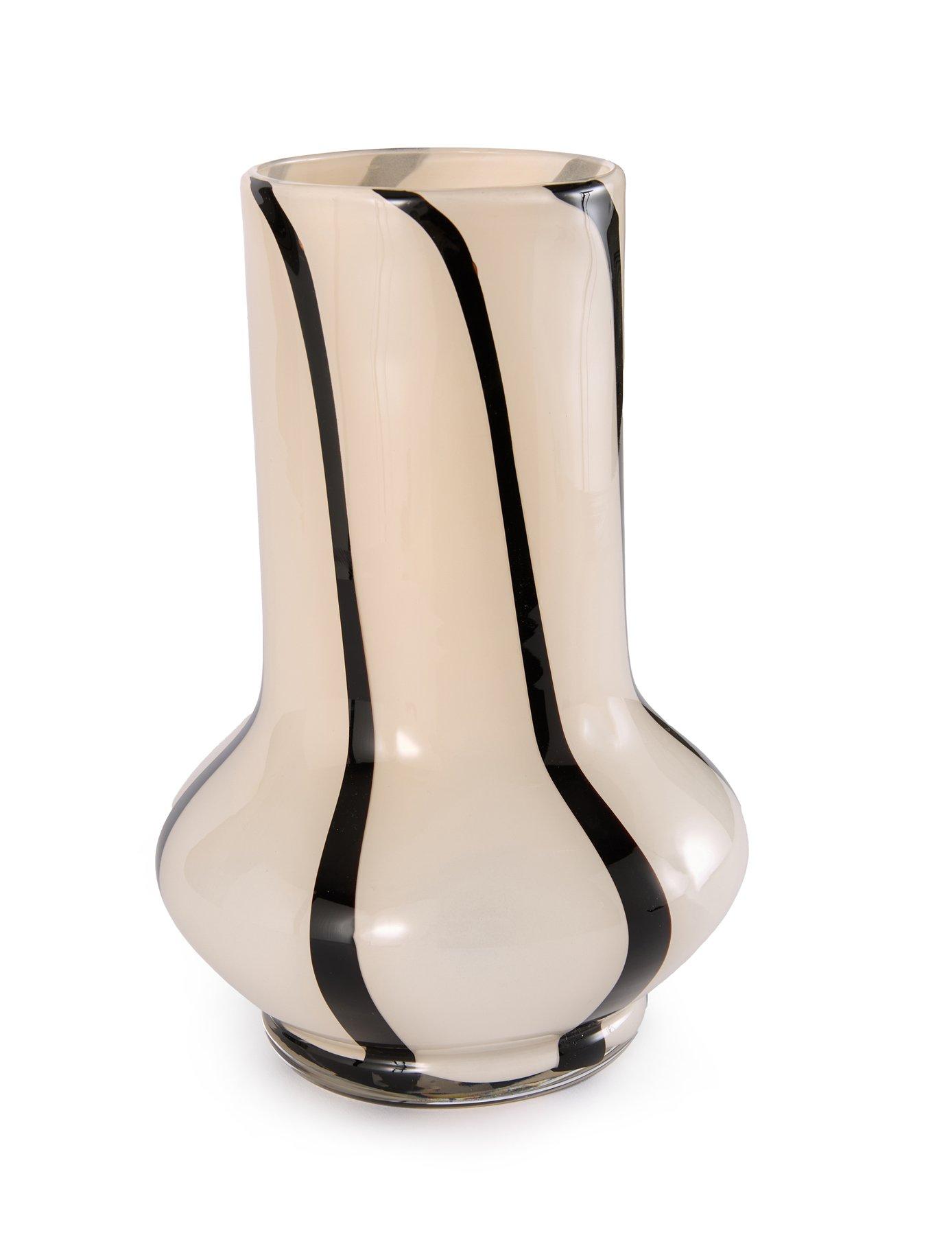 Image 3 of 7 of The Very Collection Striped Glass Vase - Cream/Black