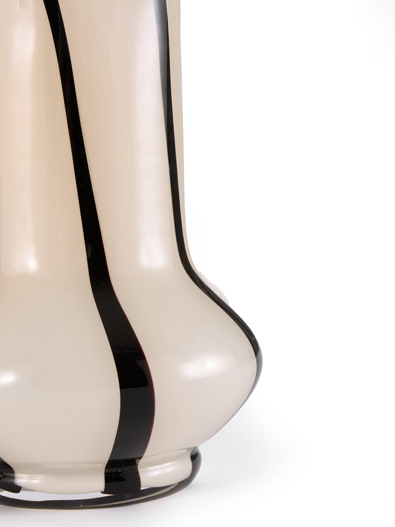 Image 4 of 7 of The Very Collection Striped Glass Vase - Cream/Black