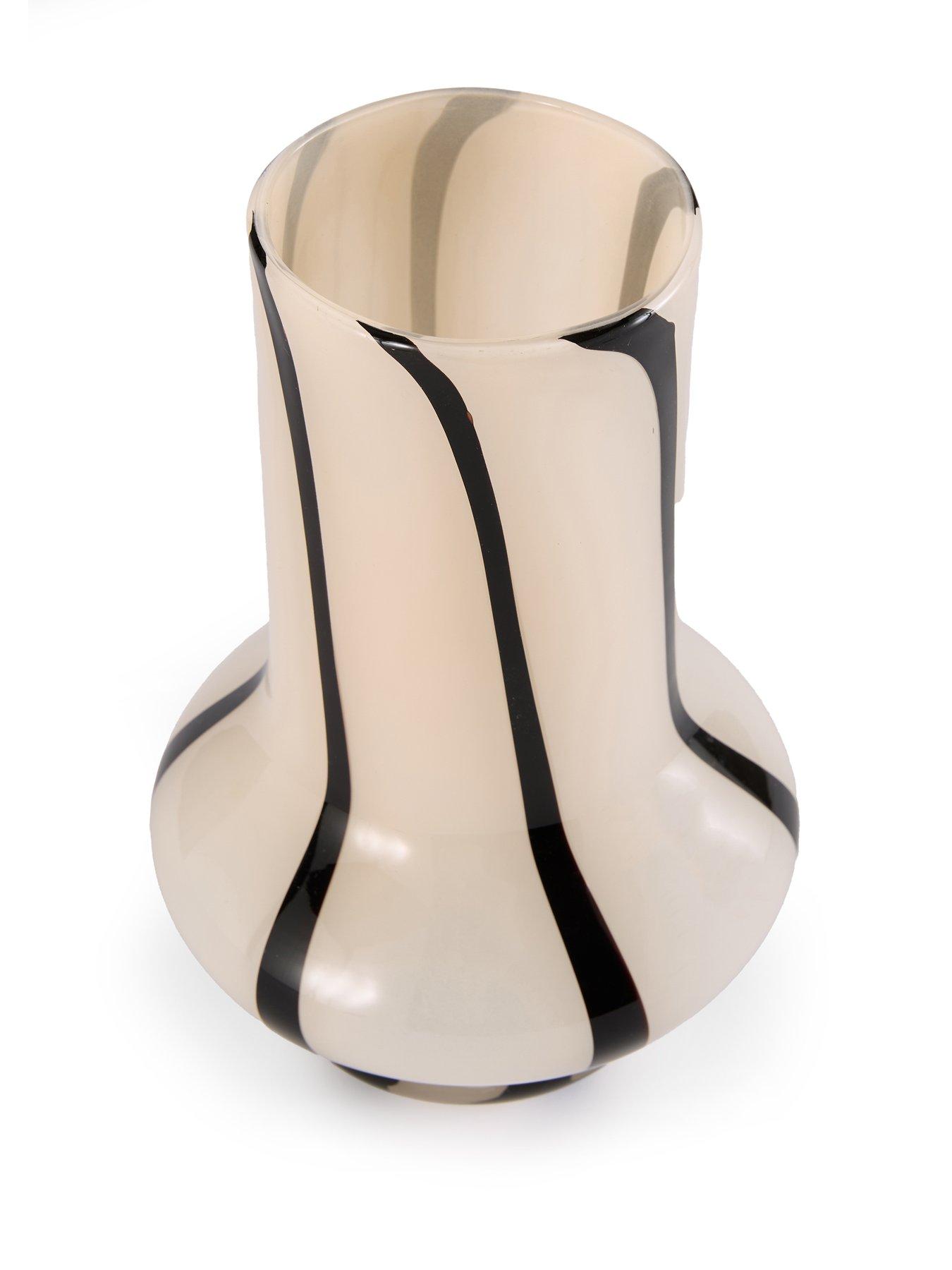 Image 5 of 7 of The Very Collection Striped Glass Vase - Cream/Black