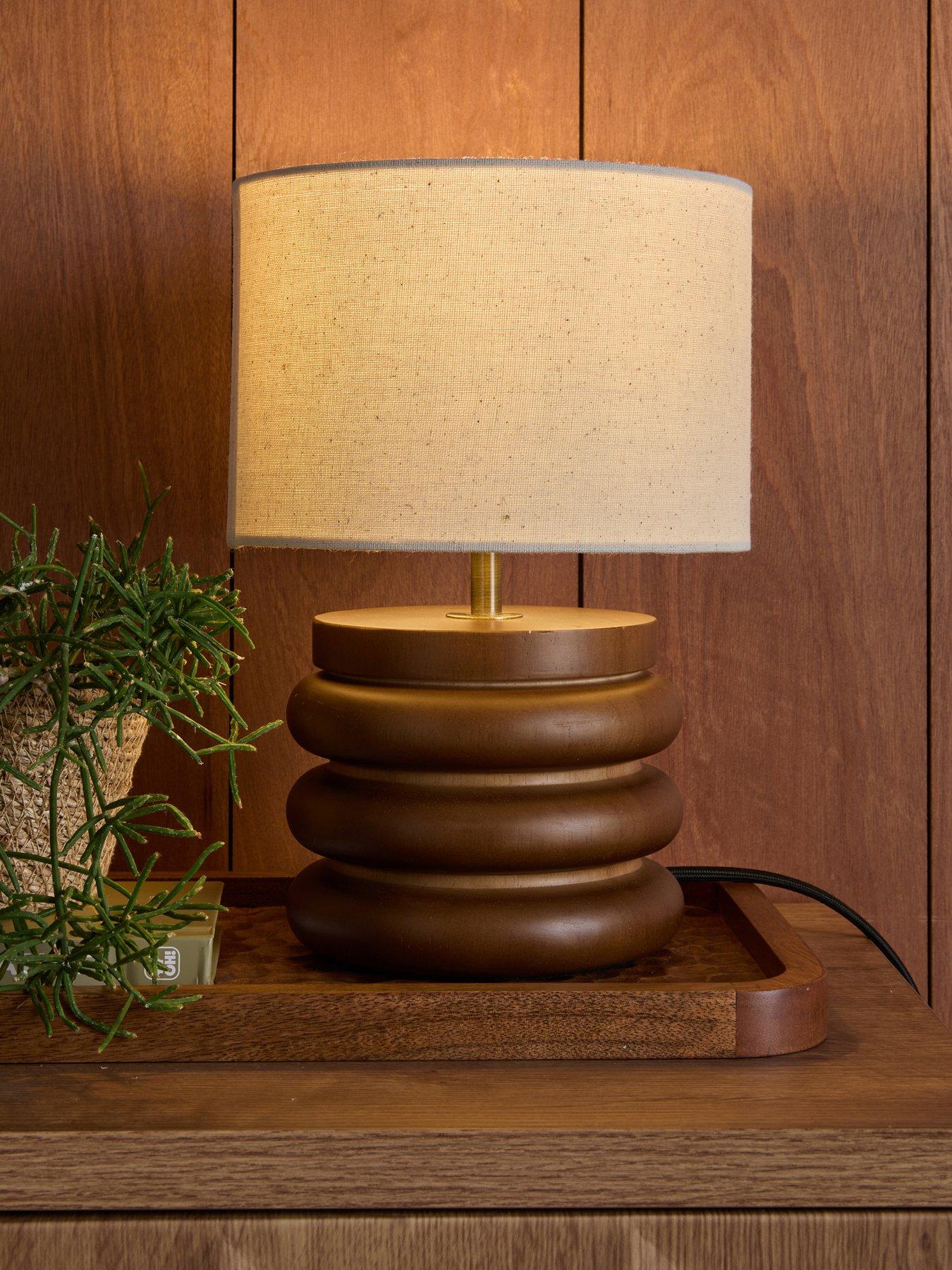 The Very Collection Small Wooden Stacked Table Lamp