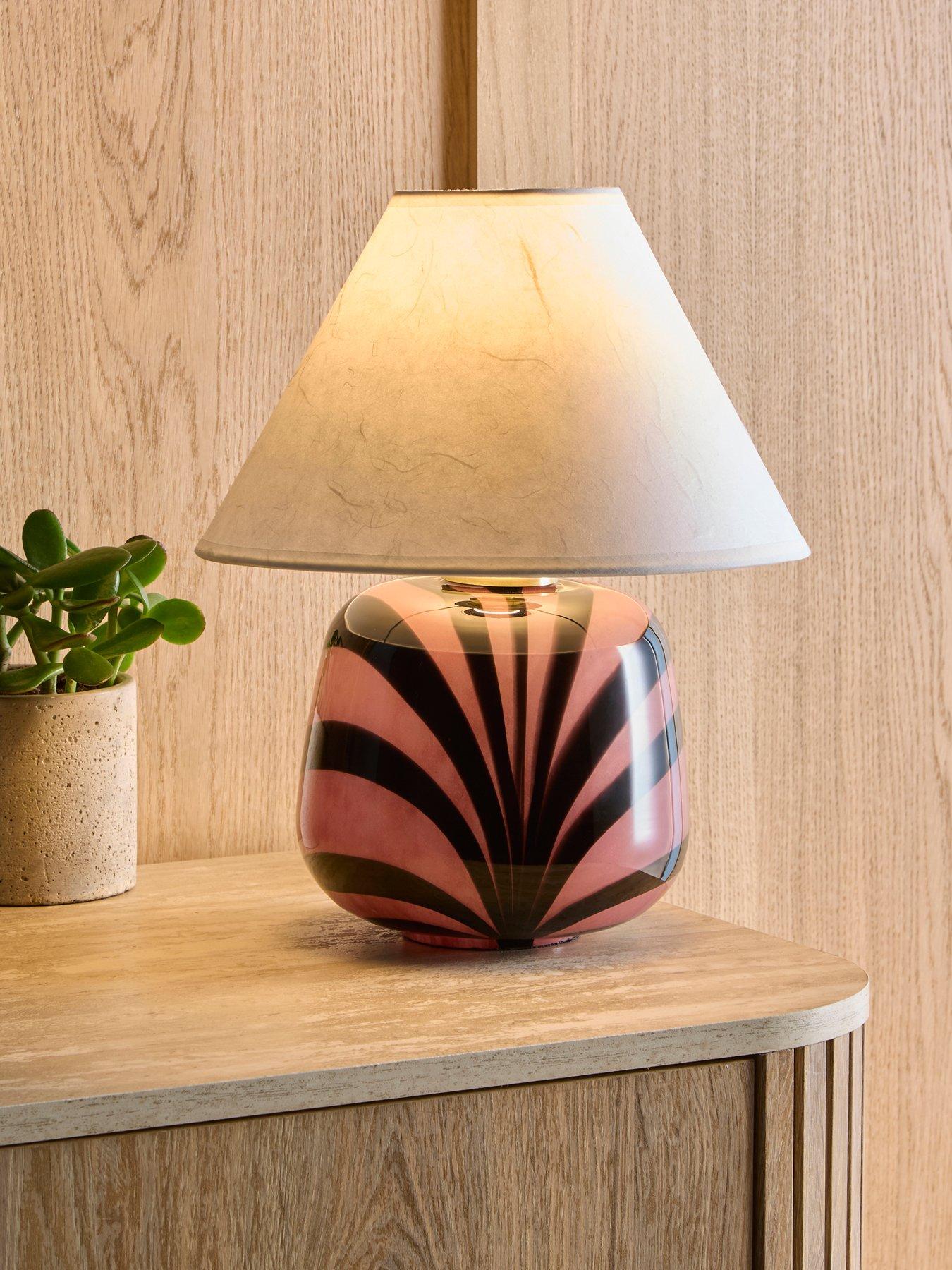 Image 1 of 8 of The Very Collection Striped Glass Table Lamp