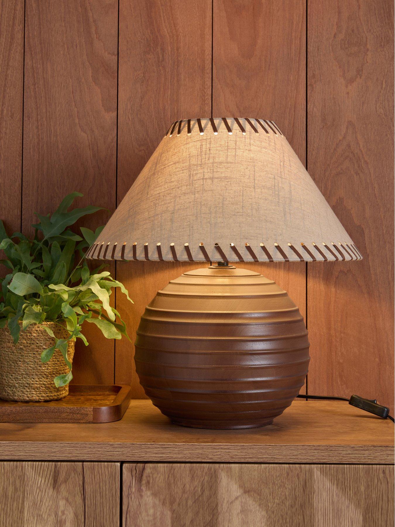 Image 1 of 8 of The Very Collection Wooden Table With Whipstitch Shade Detail - Small