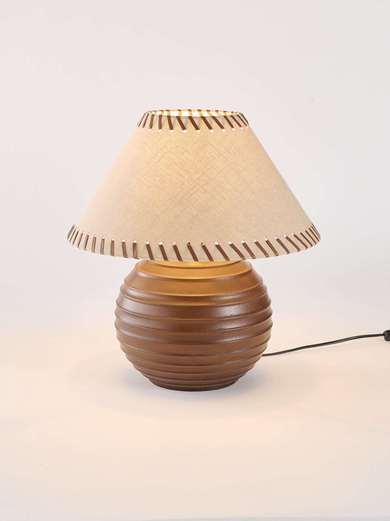 Image 3 of 8 of The Very Collection Wooden Table With Whipstitch Shade Detail - Small