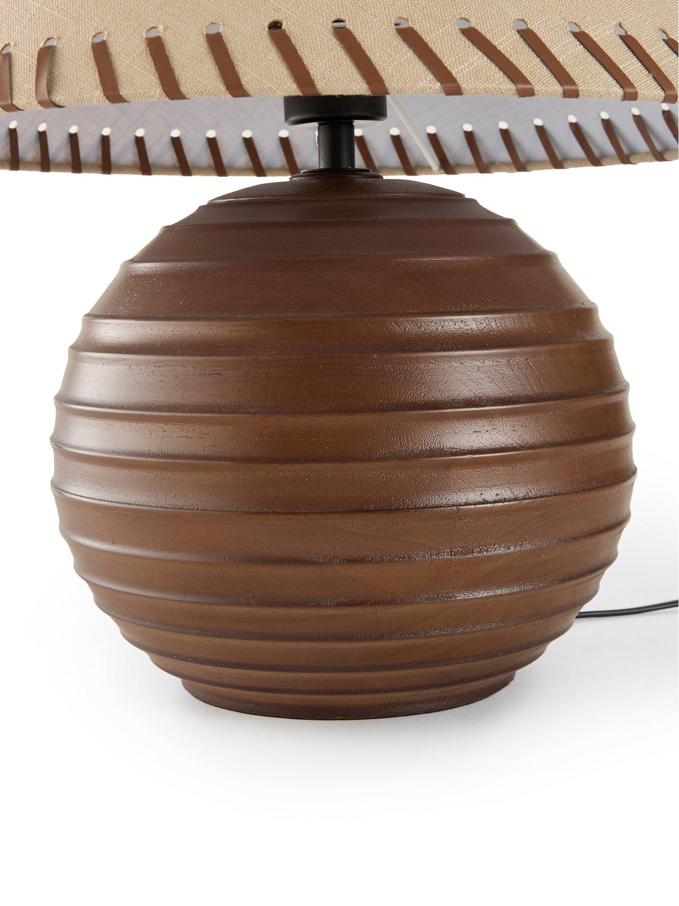 Image 4 of 8 of The Very Collection Wooden Table With Whipstitch Shade Detail - Small