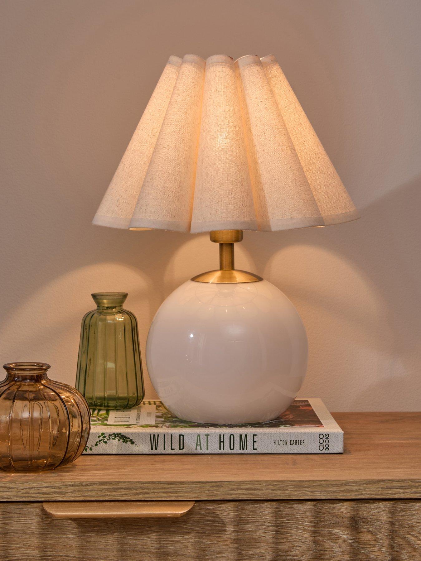 The Very Collection Scalloped Shade Table Lamp With Glass Base