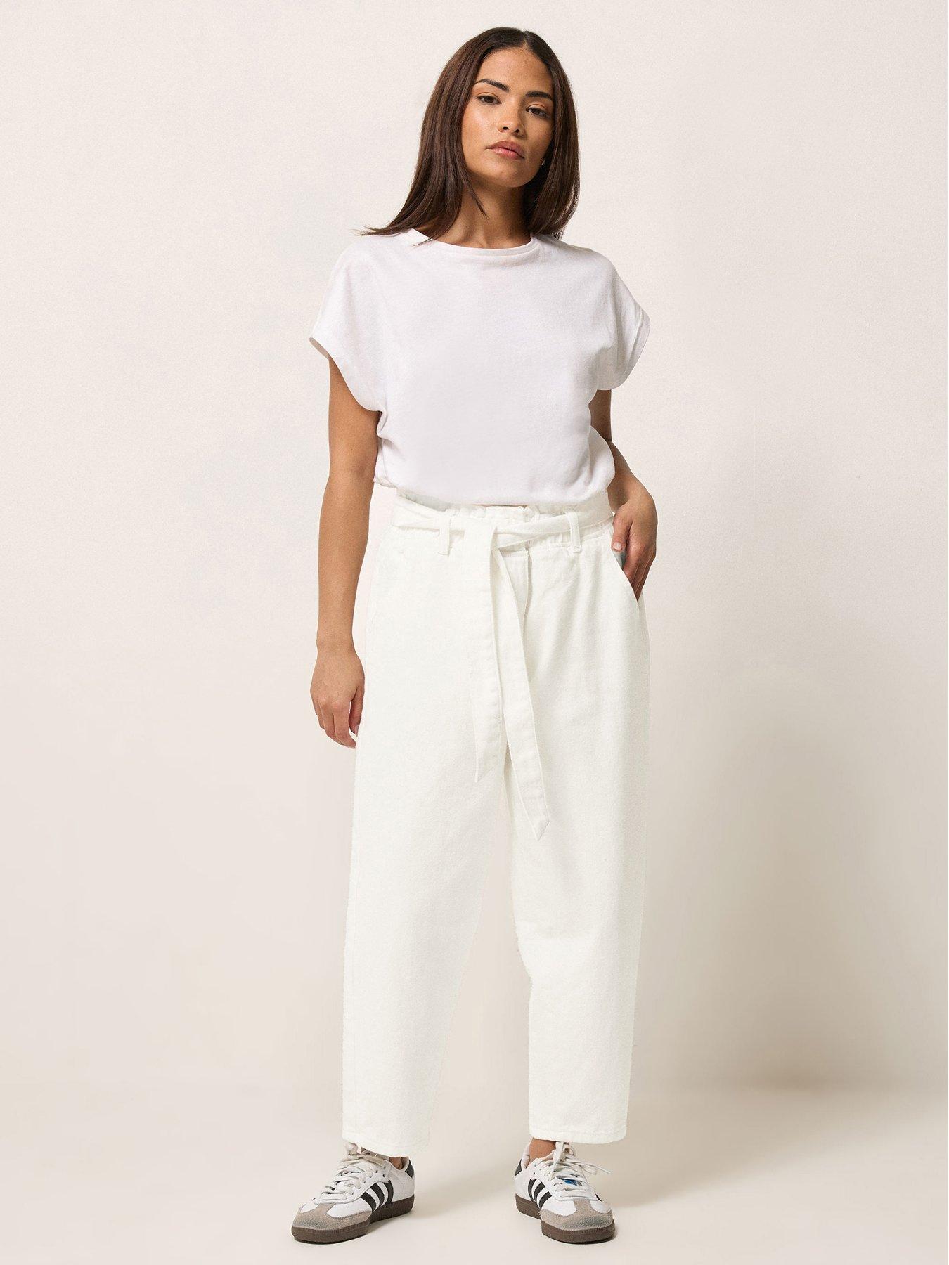 Image 1 of 4 of PixieGirl Petite Belt Paperbag Barrel Jeans