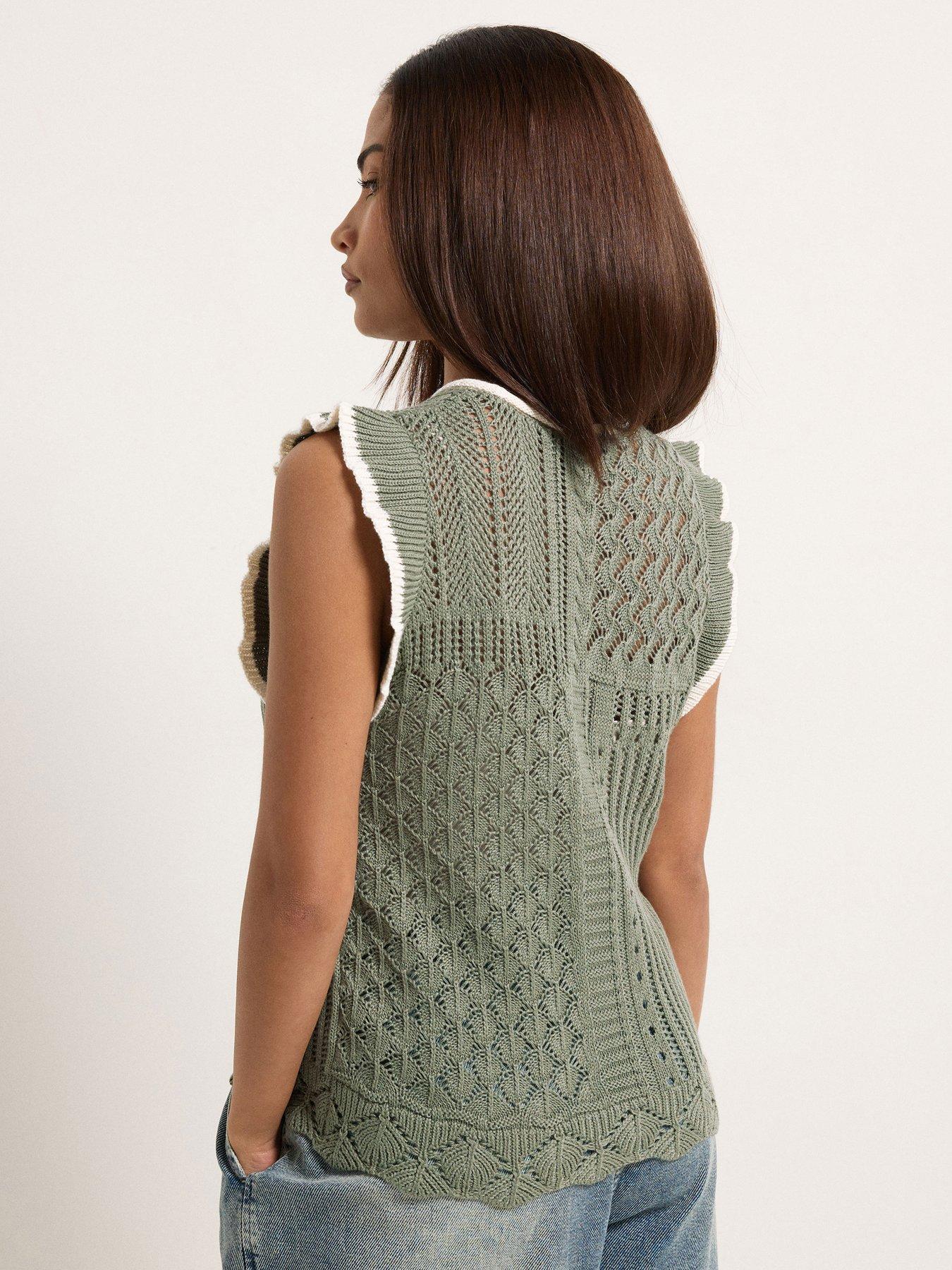 Image 2 of 4 of PixieGirl Petite Frill Shoulder Tank Top - Cream